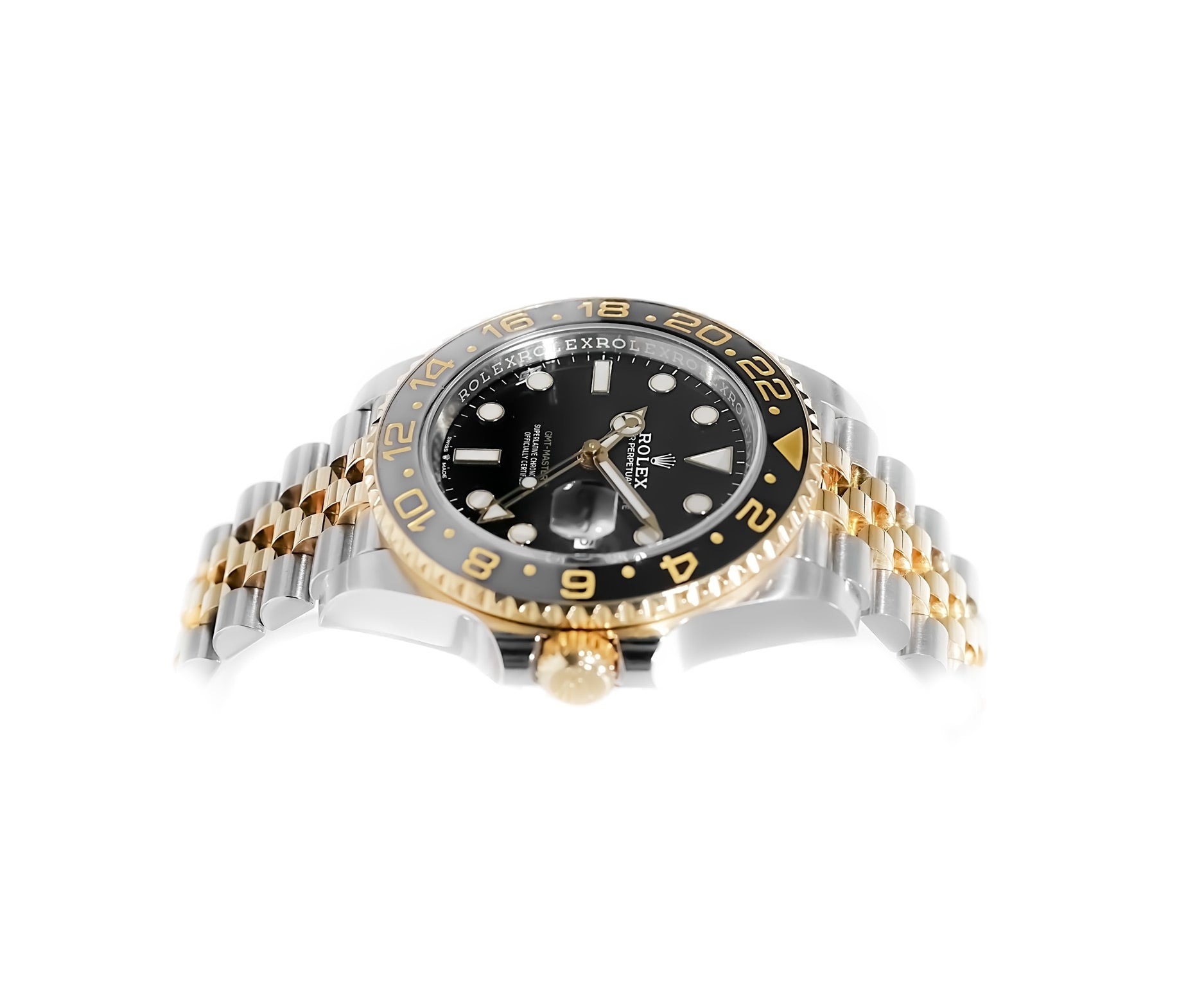 Rolex GMT - Master II Black Dial Steel and Gold 40mm 126713GRNR - Mr. Alex Jewelry