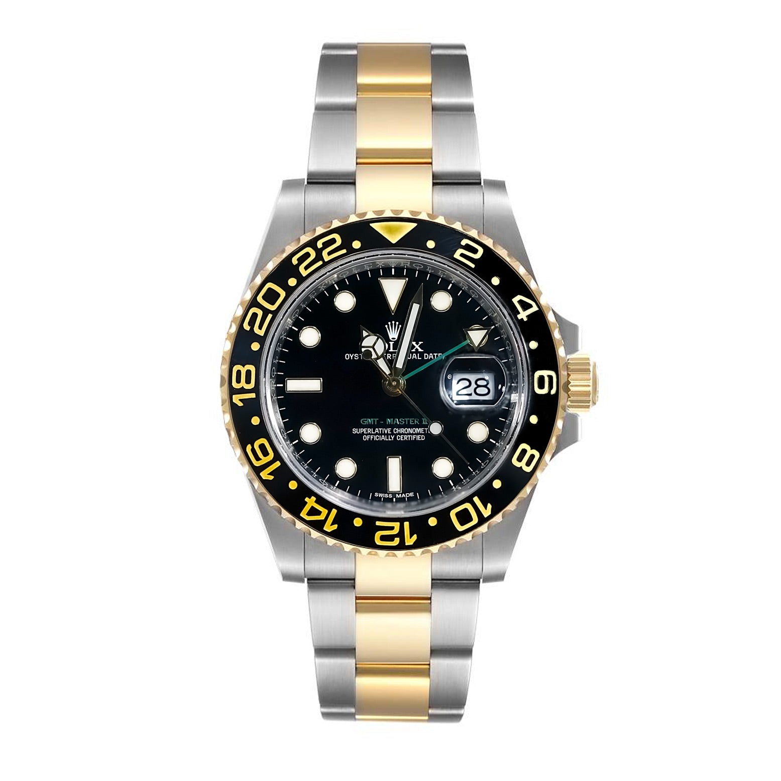 Rolex GMT - Master II Black Dial Steel and Yellow Gold 40mm 116713LN - Mr. Alex Jewelry