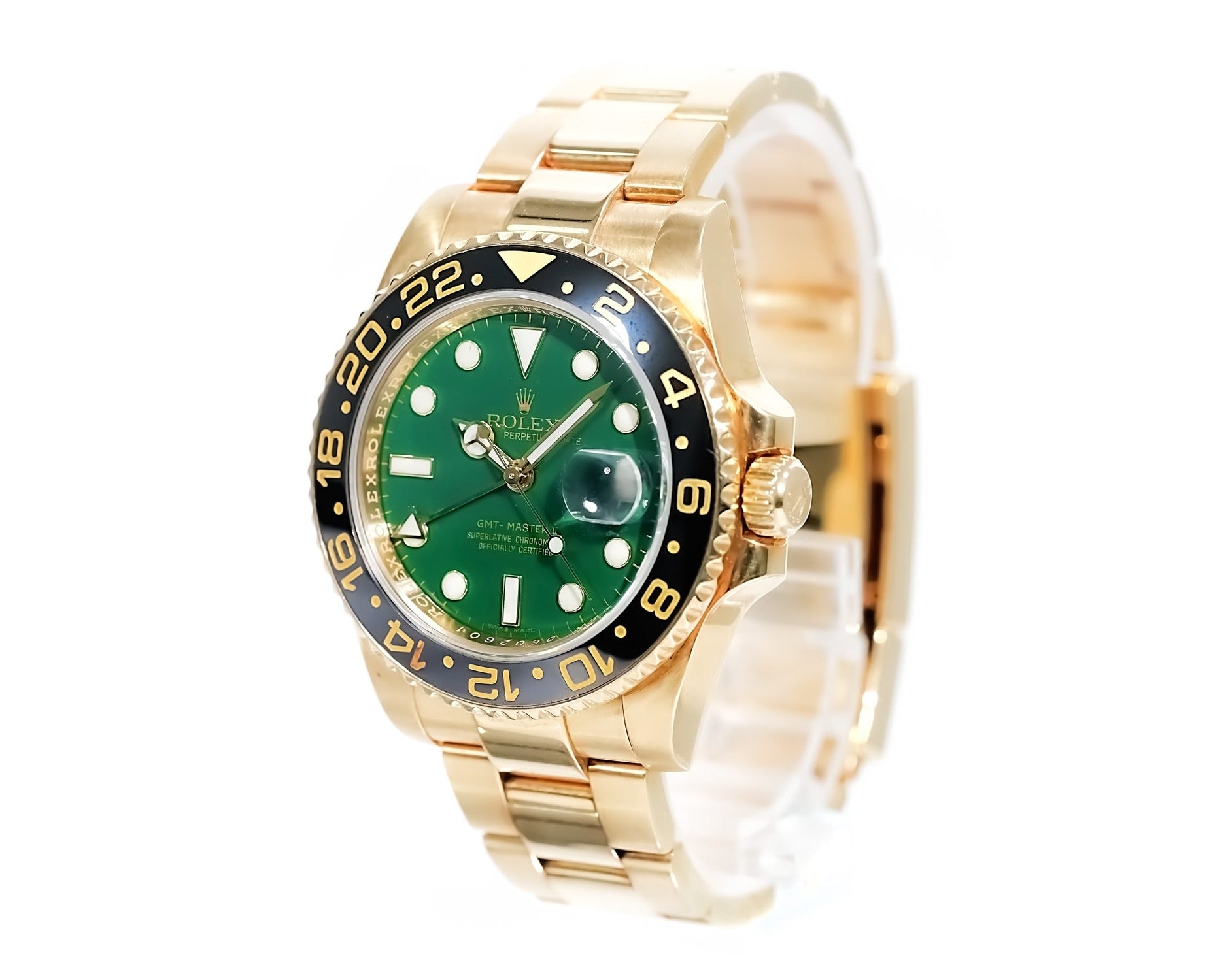 Rolex GMT - Master II Green Dial Yellow Gold 40mm 116718LN - Mr. Alex Jewelry
