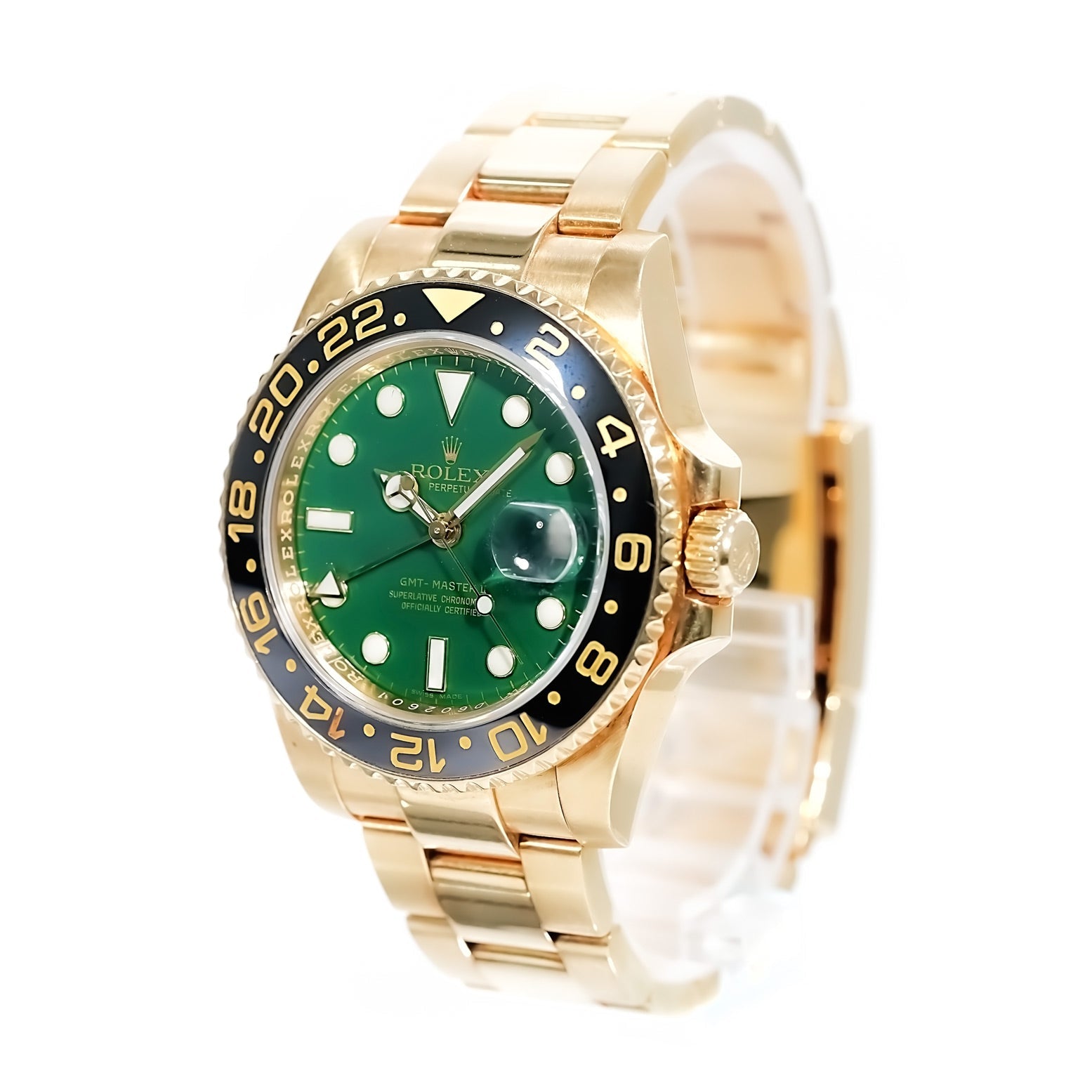 Rolex GMT - Master II Green Dial Yellow Gold 40mm 116718LN - Mr. Alex Jewelry