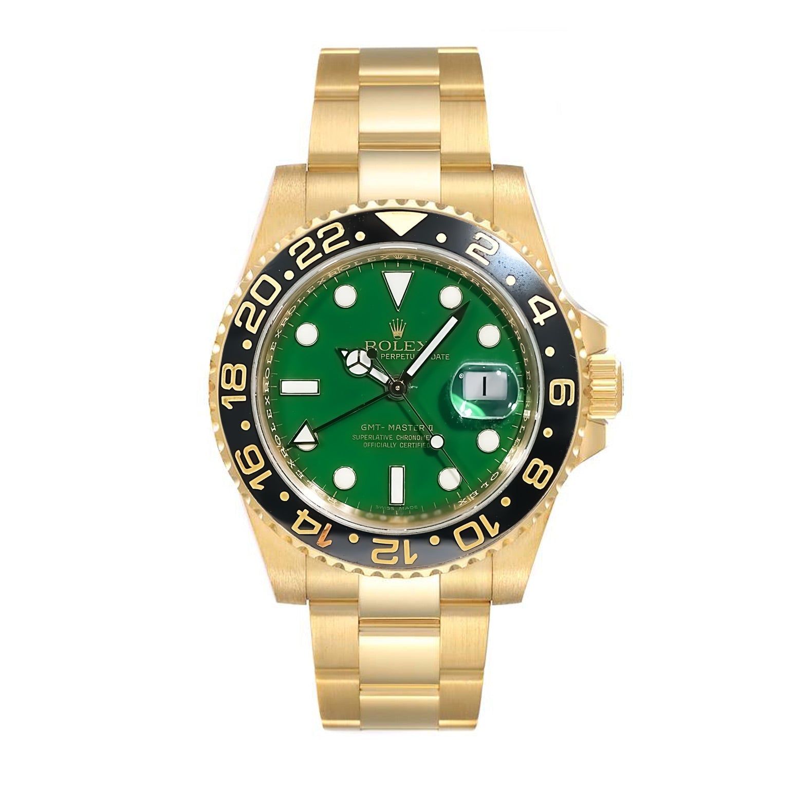 Rolex GMT - Master II Green Dial Yellow Gold 40mm 116718LN - Mr. Alex Jewelry