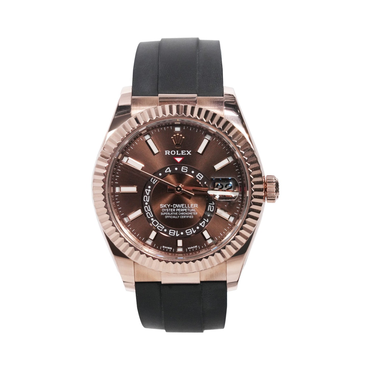 Rolex Sky - Dweller 42mm Everose Gold Chocolate Dial Oysterflex Ref:326235 - Mr. Alex Jewelry