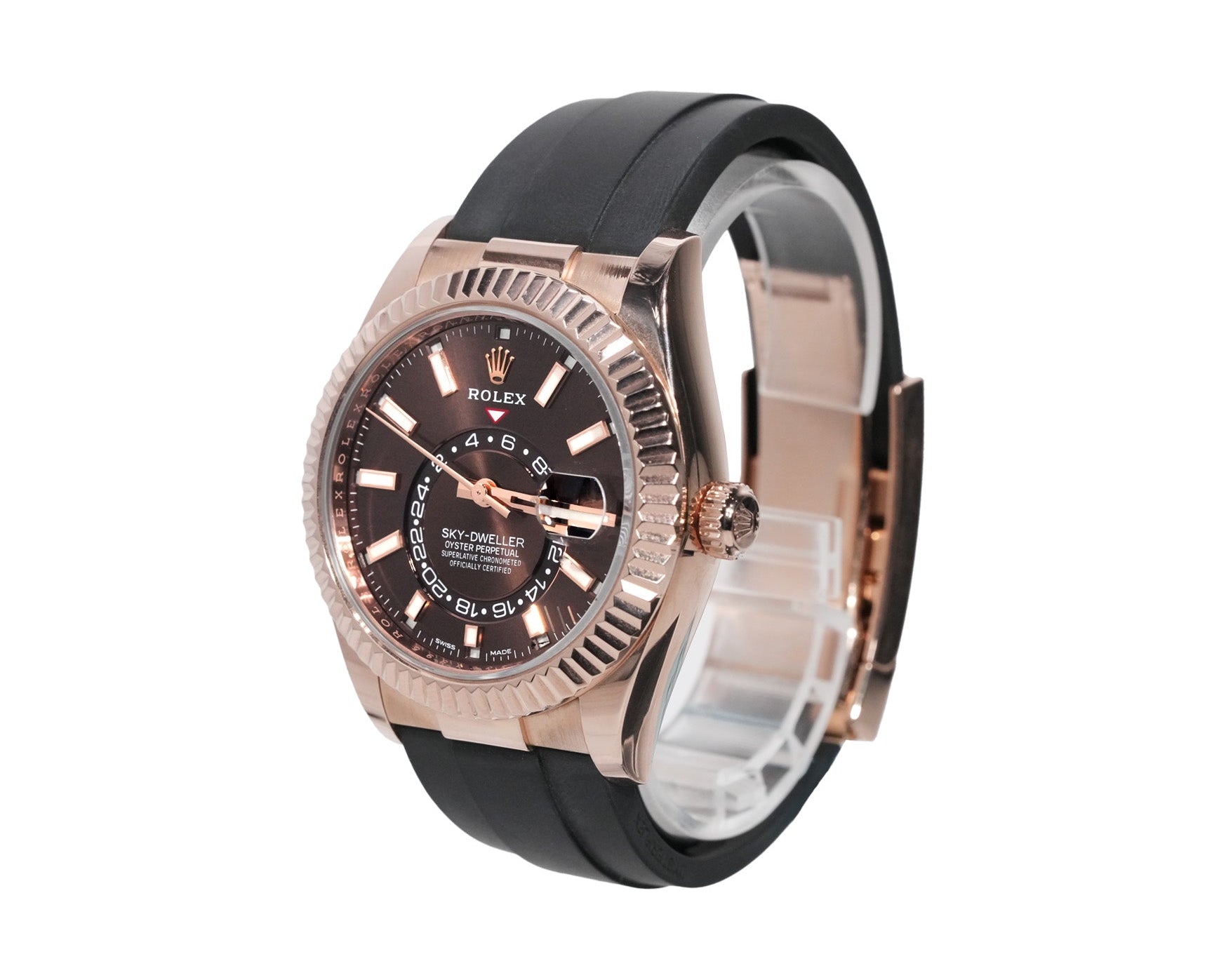 Rolex Sky - Dweller 42mm Everose Gold Chocolate Dial Oysterflex Ref:326235 - Mr. Alex Jewelry