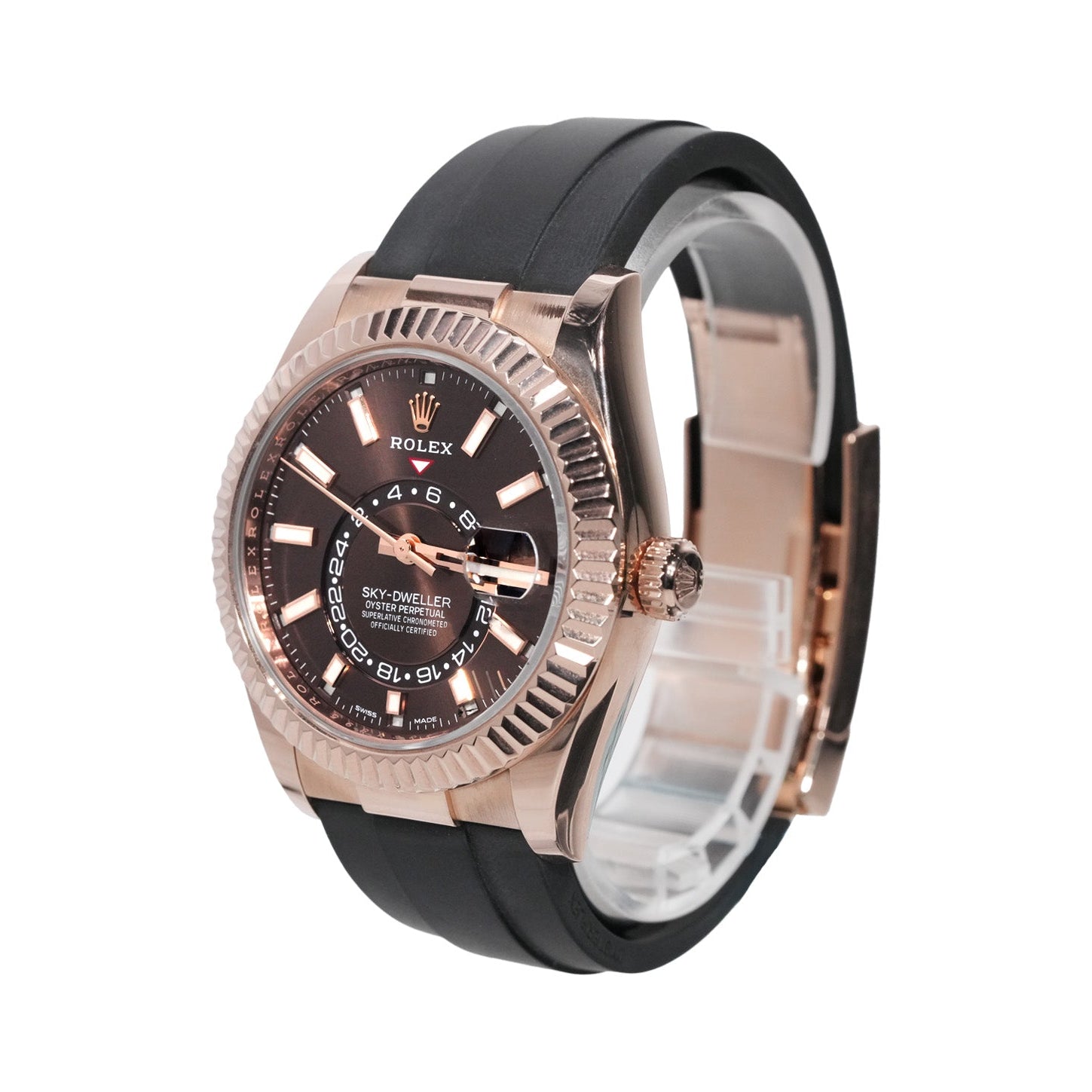 Rolex Sky - Dweller 42mm Everose Gold Chocolate Dial Oysterflex Ref:326235 - Mr. Alex Jewelry