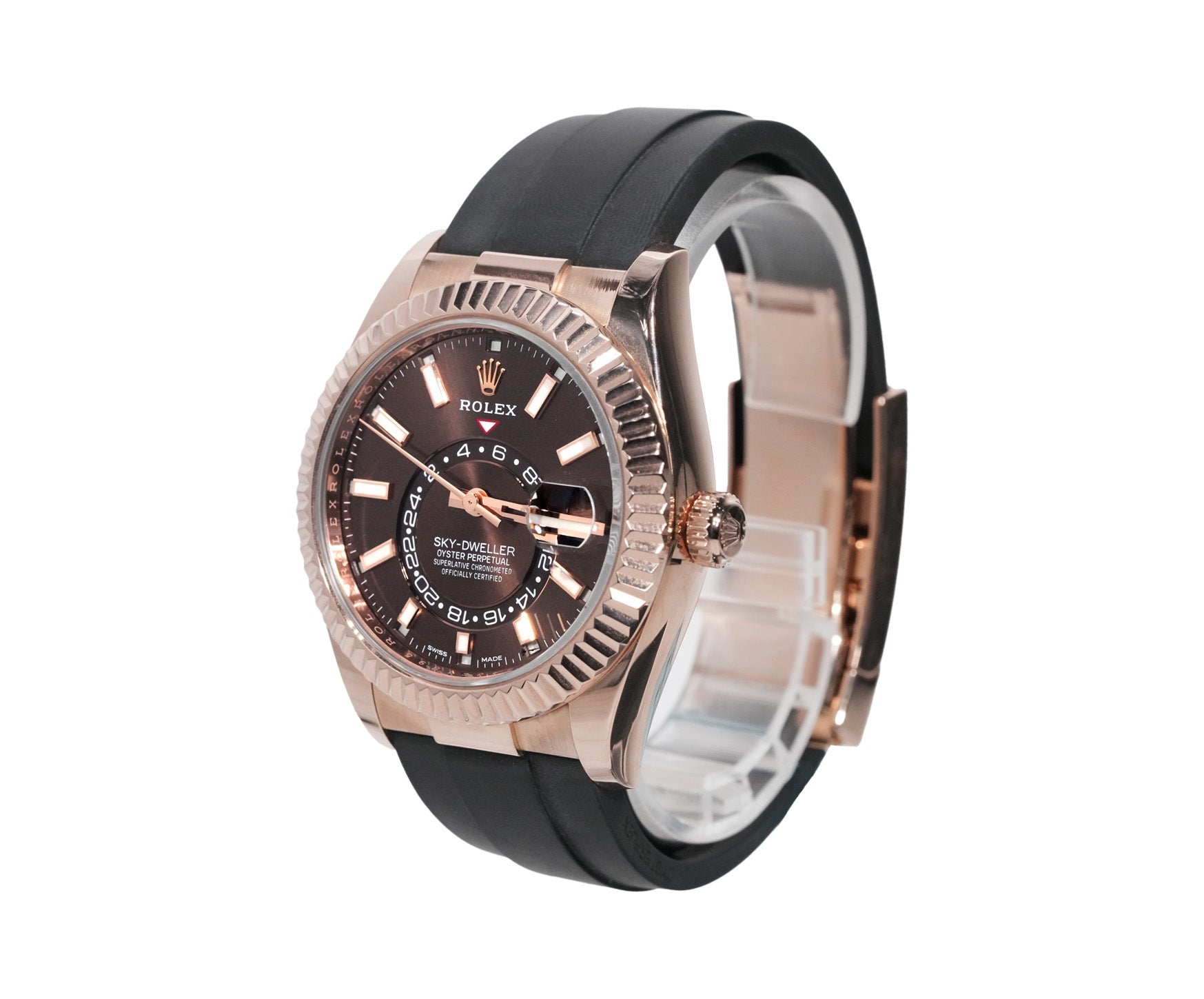 Rolex Sky - Dweller 42mm Everose Gold Chocolate Dial Oysterflex Ref:326235 - Mr. Alex Jewelry