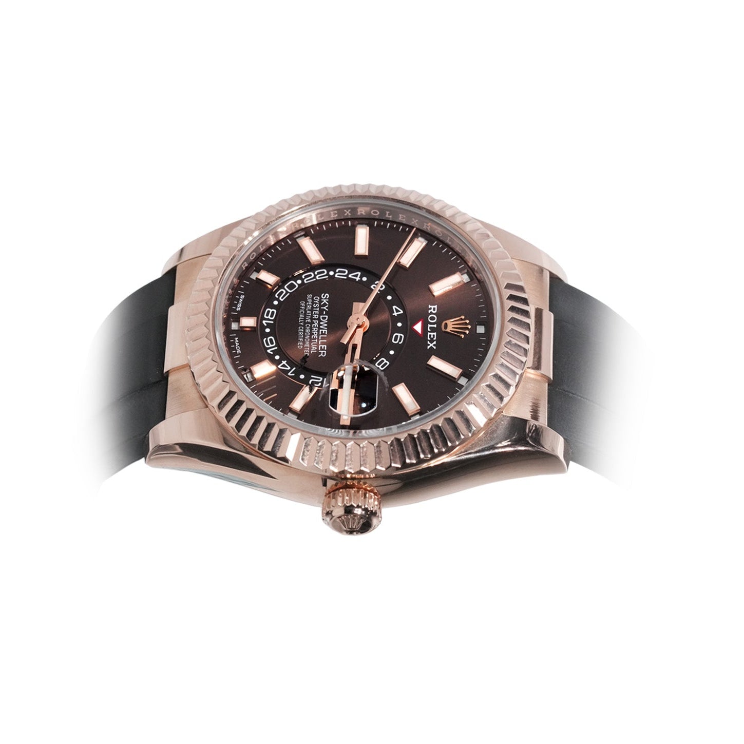 Rolex Sky - Dweller 42mm Everose Gold Chocolate Dial Oysterflex Ref:326235 - Mr. Alex Jewelry