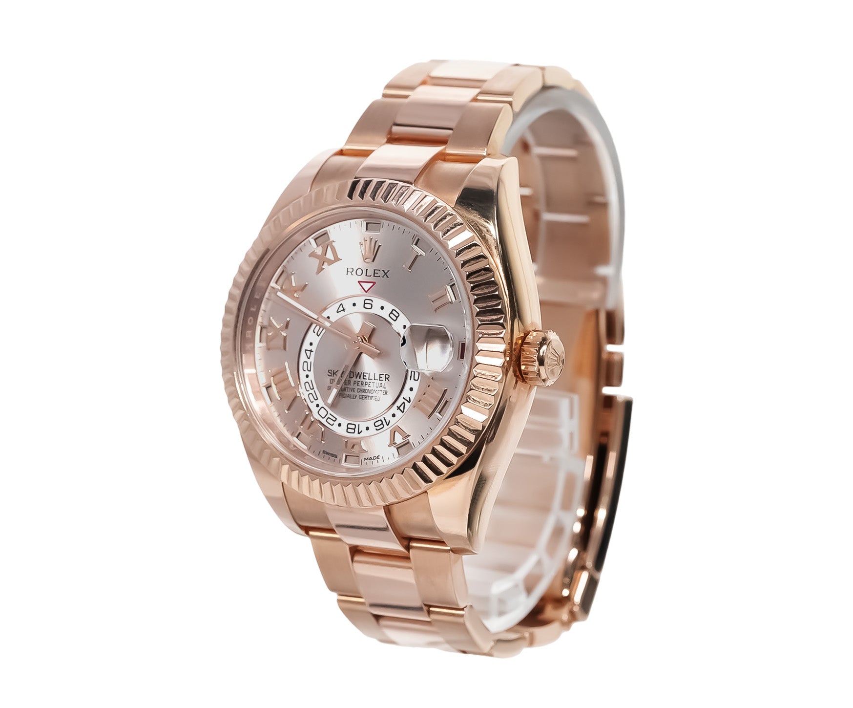 Rolex Sky-Dweller 42mm Everose Gold Sundust Roman Dial Ref:326935