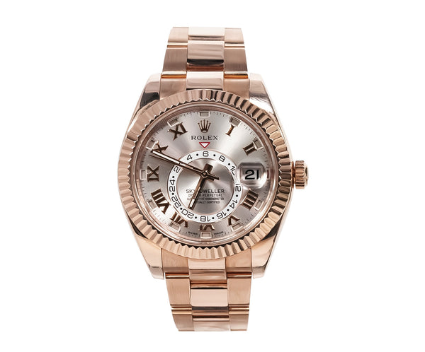 Rolex Sky-Dweller 42mm Everose Gold Sundust Roman Dial Ref:326935
