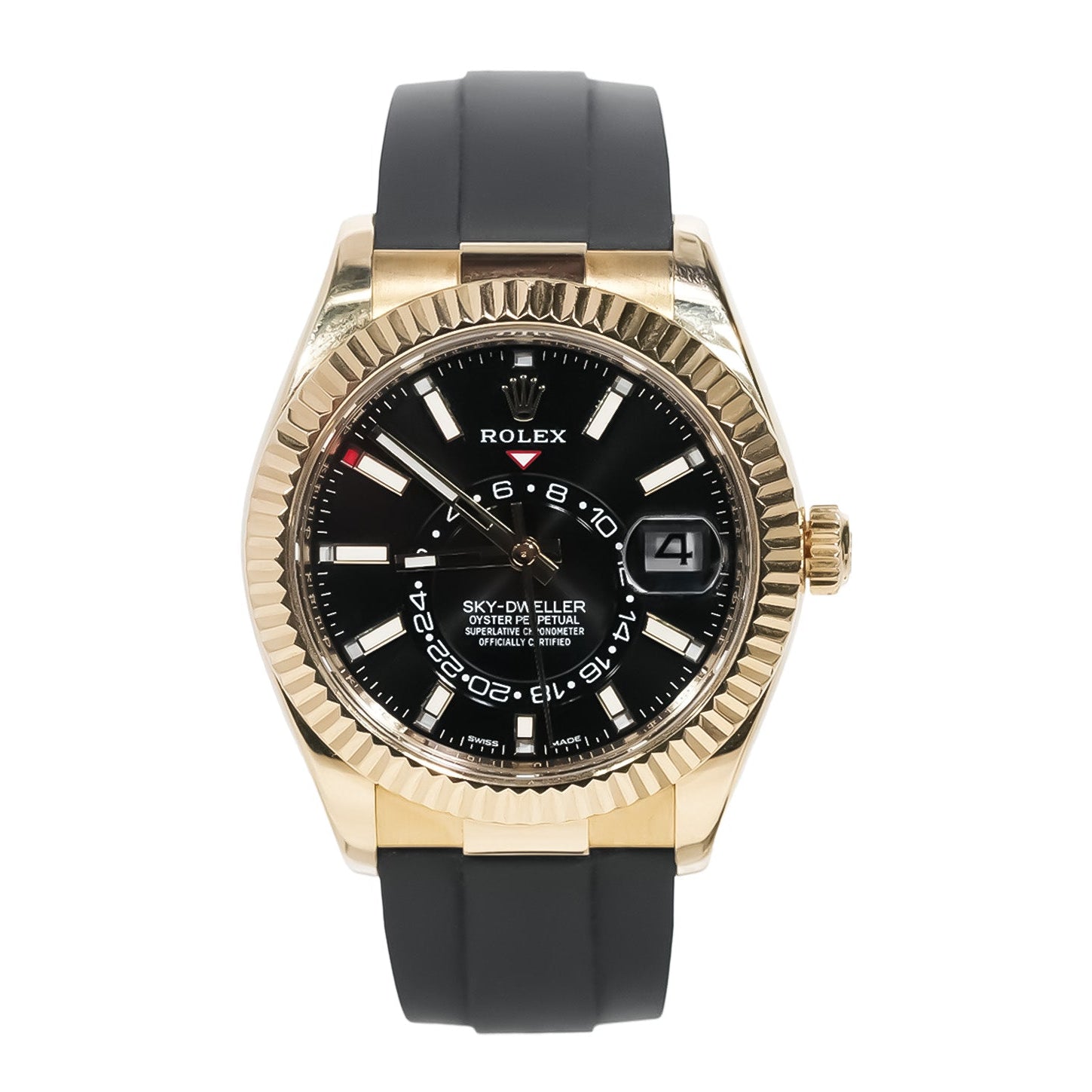 Rolex Sky - Dweller 42mm Yellow Gold Black Dial Oysterflex Ref:326238 - Mr. Alex Jewelry