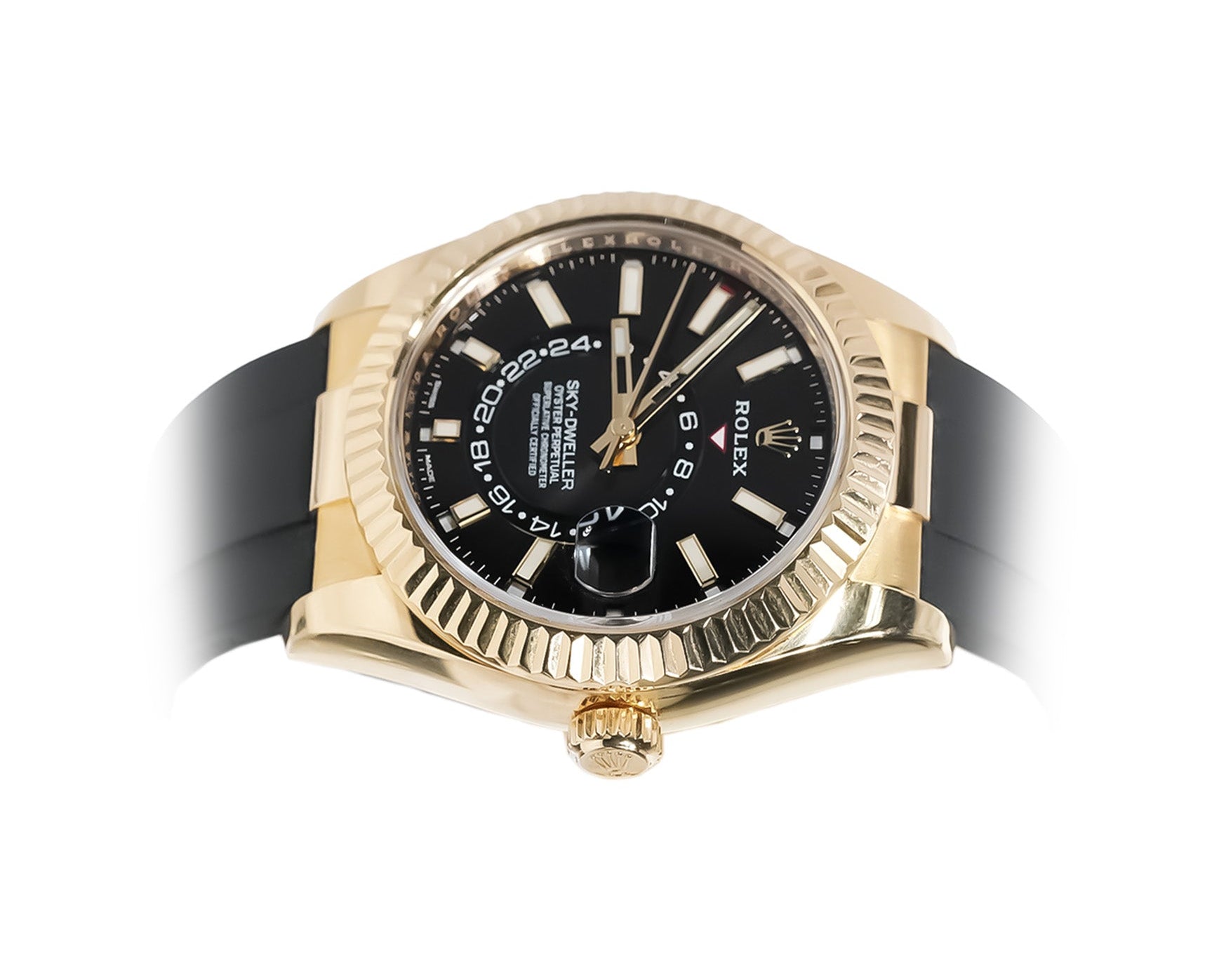 Rolex Sky - Dweller 42mm Yellow Gold Black Dial Oysterflex Ref:326238 - Mr. Alex Jewelry