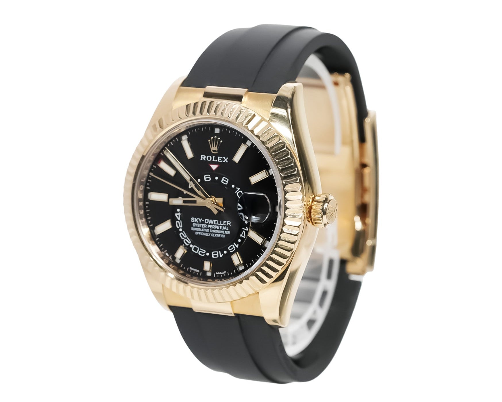 Rolex Sky - Dweller 42mm Yellow Gold Black Dial Oysterflex Ref:326238 - Mr. Alex Jewelry