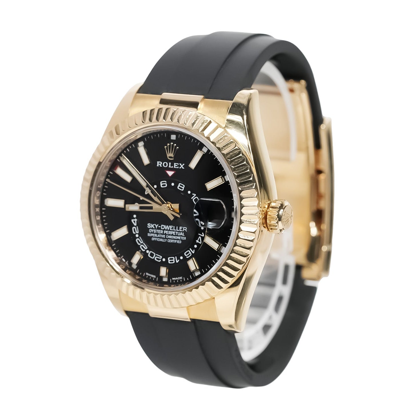 Rolex Sky - Dweller 42mm Yellow Gold Black Dial Oysterflex Ref:326238 - Mr. Alex Jewelry