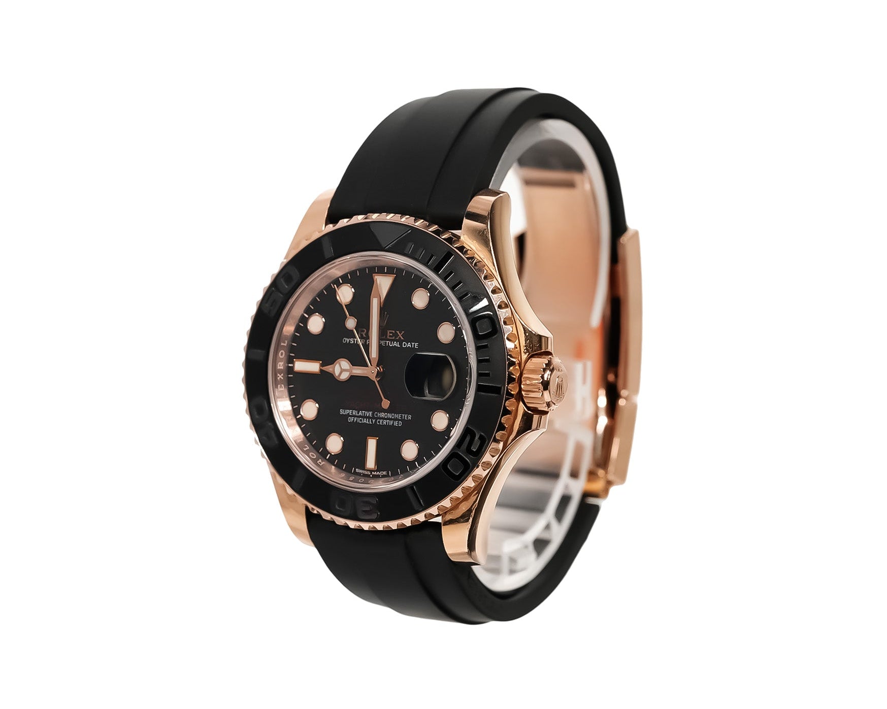 Rolex Yacht - Master 40mm Everose Gold Black Dial Oysterflex Ref:116655 - Mr. Alex Jewelry
