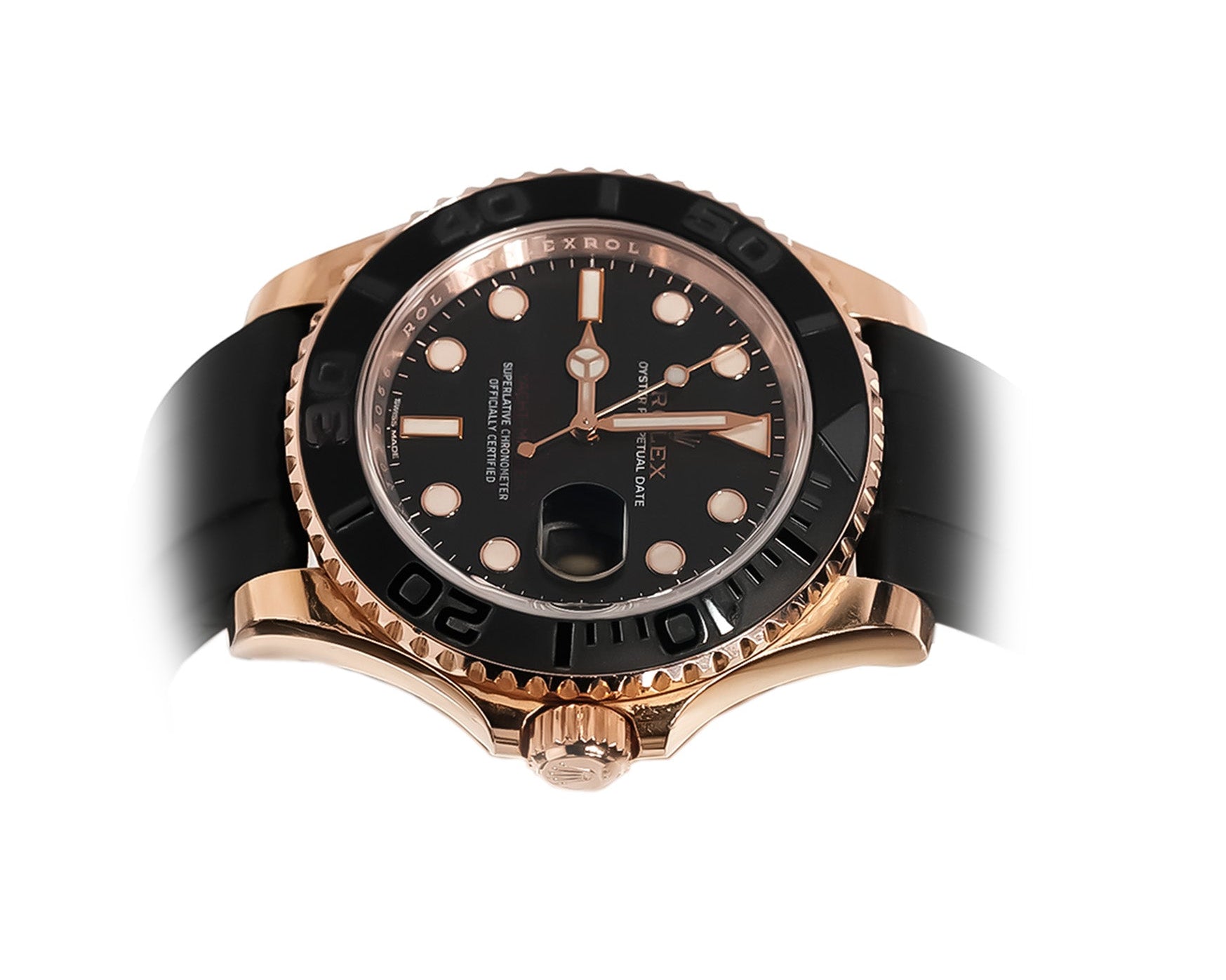 Rolex Yacht - Master 40mm Everose Gold Black Dial Oysterflex Ref:116655 - Mr. Alex Jewelry
