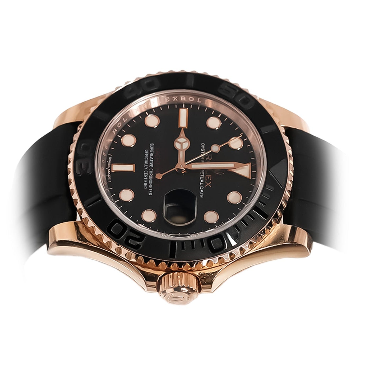 Rolex Yacht - Master 40mm Everose Gold Black Dial Oysterflex Ref:116655 - Mr. Alex Jewelry