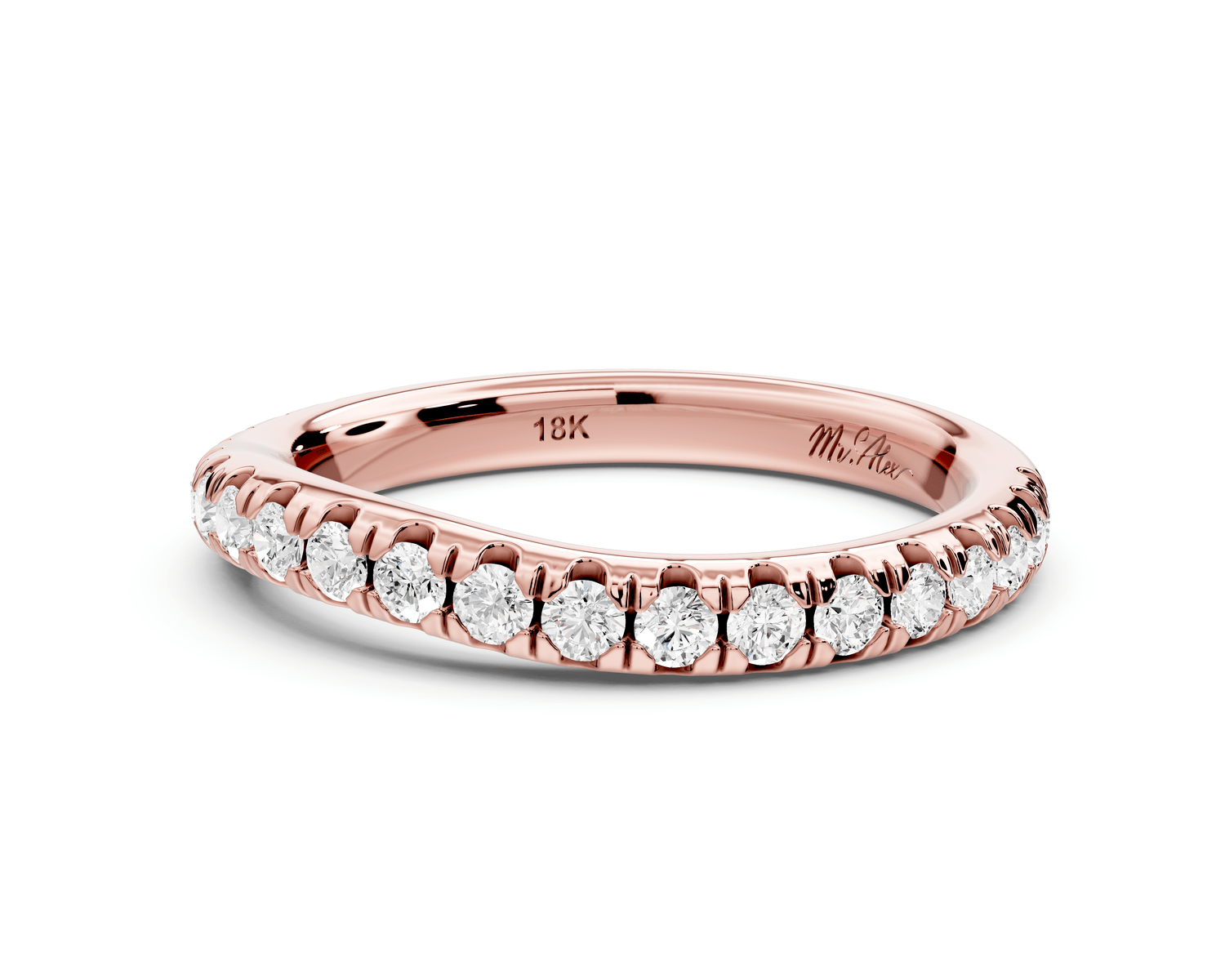 Rosalie - 14k rose gold Diamond Half Eternity Wedding Band Ring - Mr. Alex Jewelry