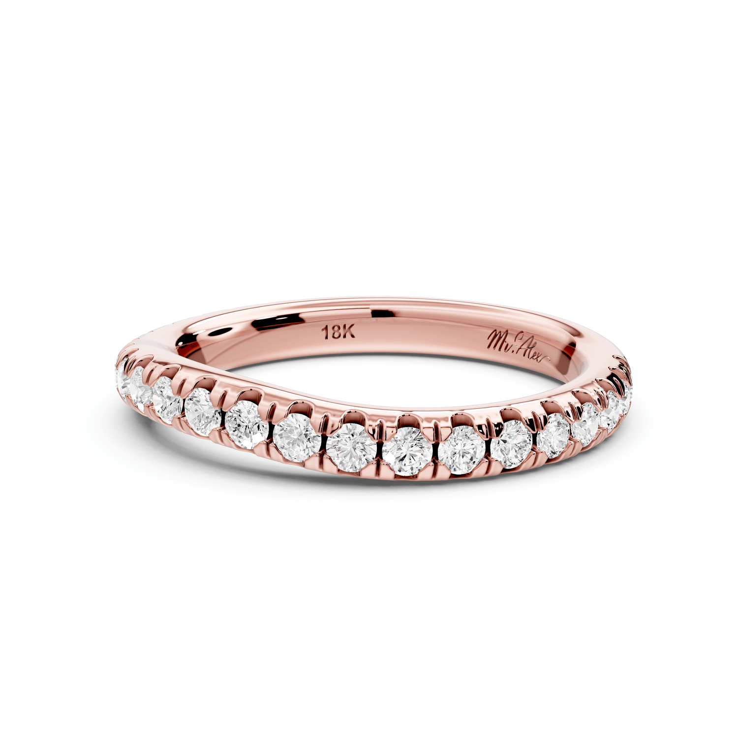 Rosalie - 14k rose gold Diamond Half Eternity Wedding Band Ring - Mr. Alex Jewelry