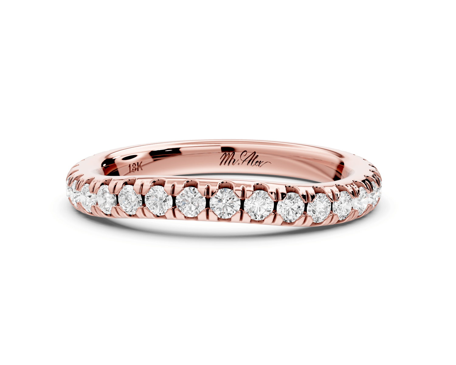 Rosalie - 14k rose gold Diamond Half Eternity Wedding Band Ring - Mr. Alex Jewelry