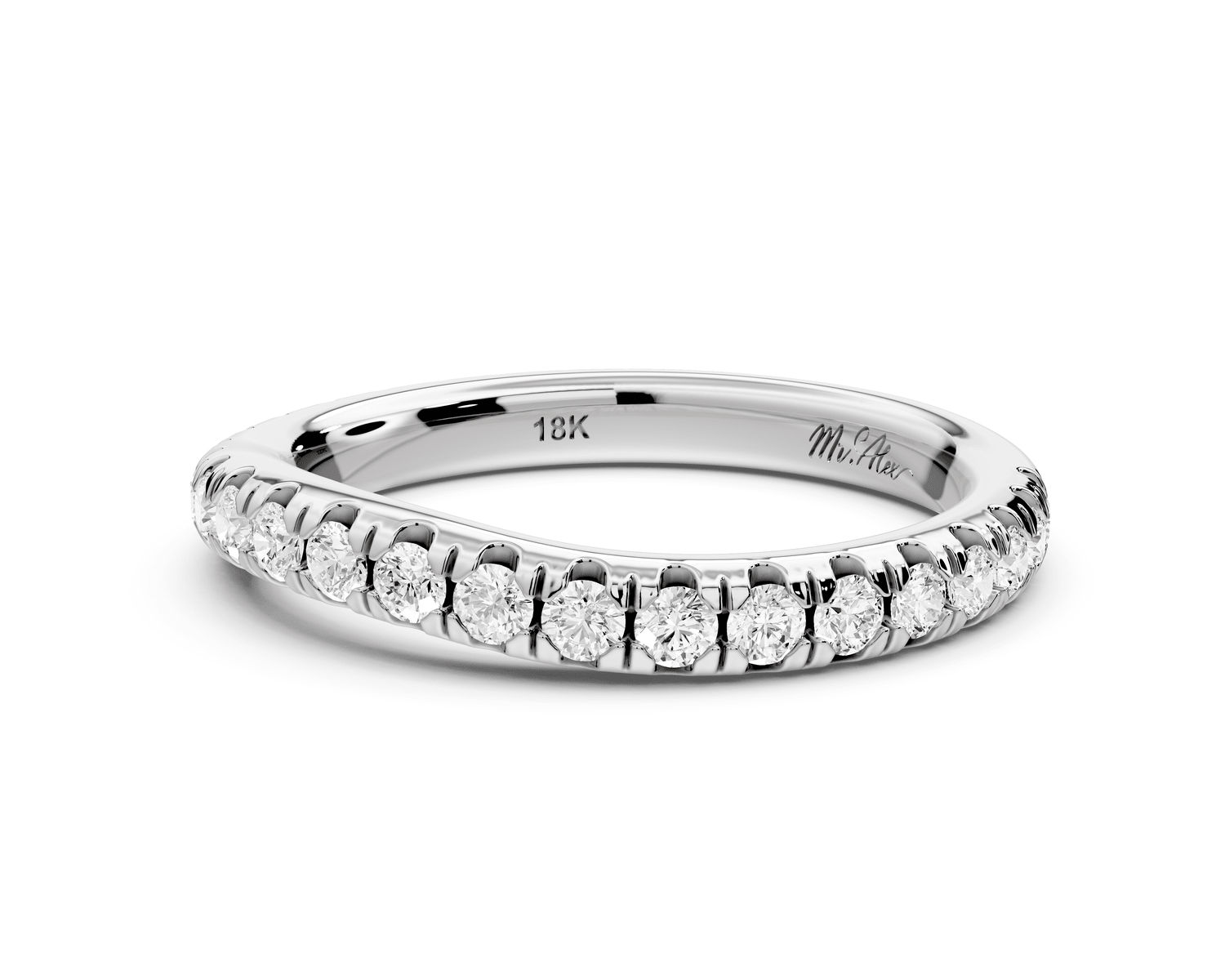 Rosalie - 14k white gold Diamond Half Eternity Wedding Band Ring - Mr. Alex Jewelry