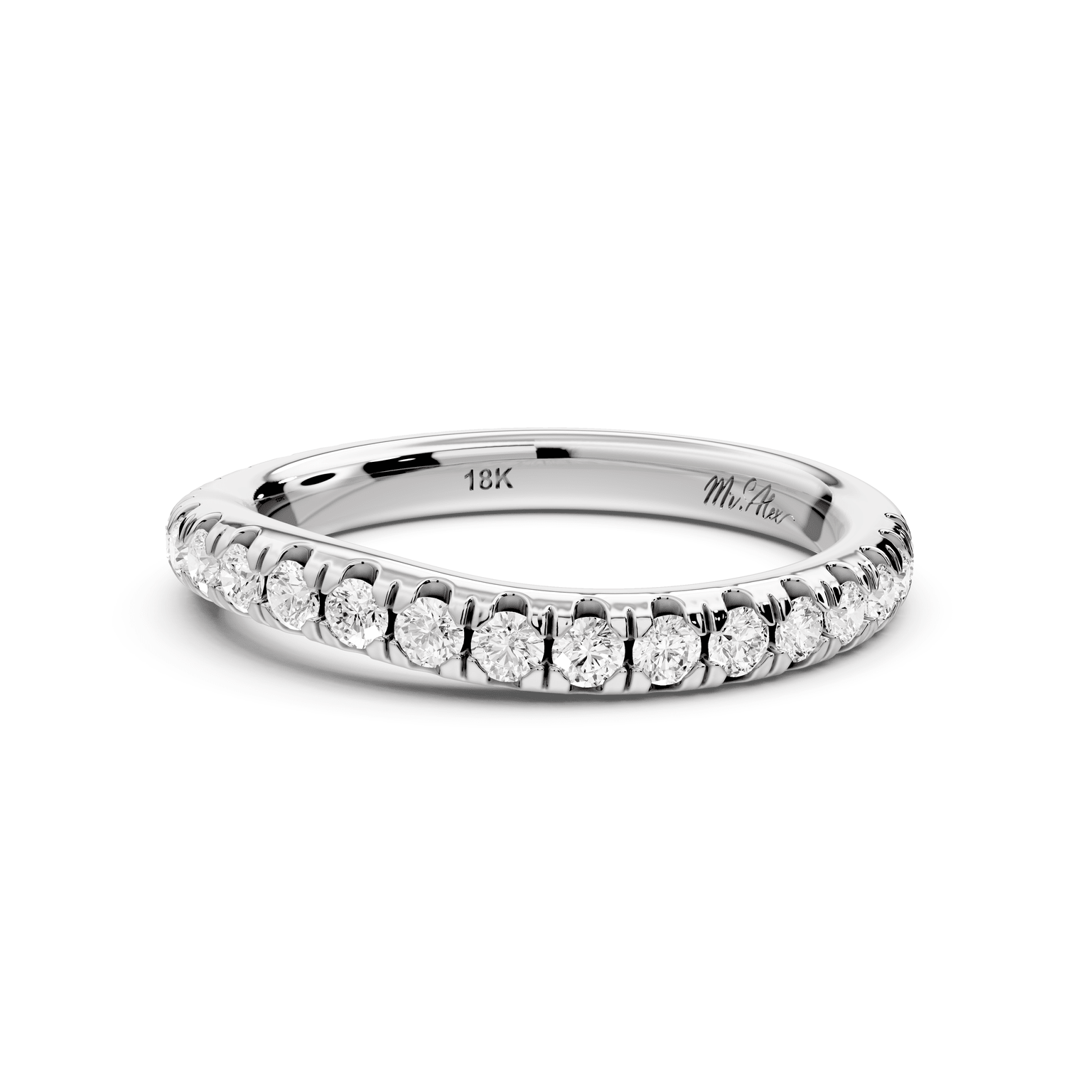 Rosalie - 14k white gold Diamond Half Eternity Wedding Band Ring - Mr. Alex Jewelry
