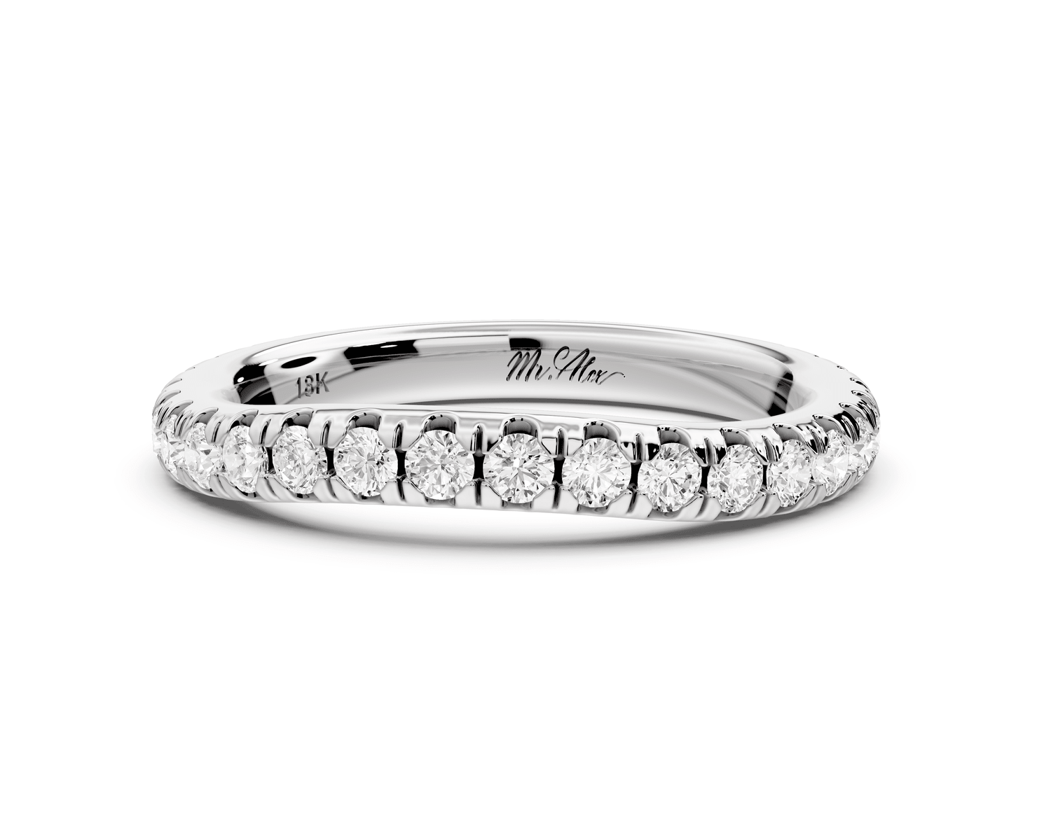 Rosalie - 14k white gold Diamond Half Eternity Wedding Band Ring - Mr. Alex Jewelry