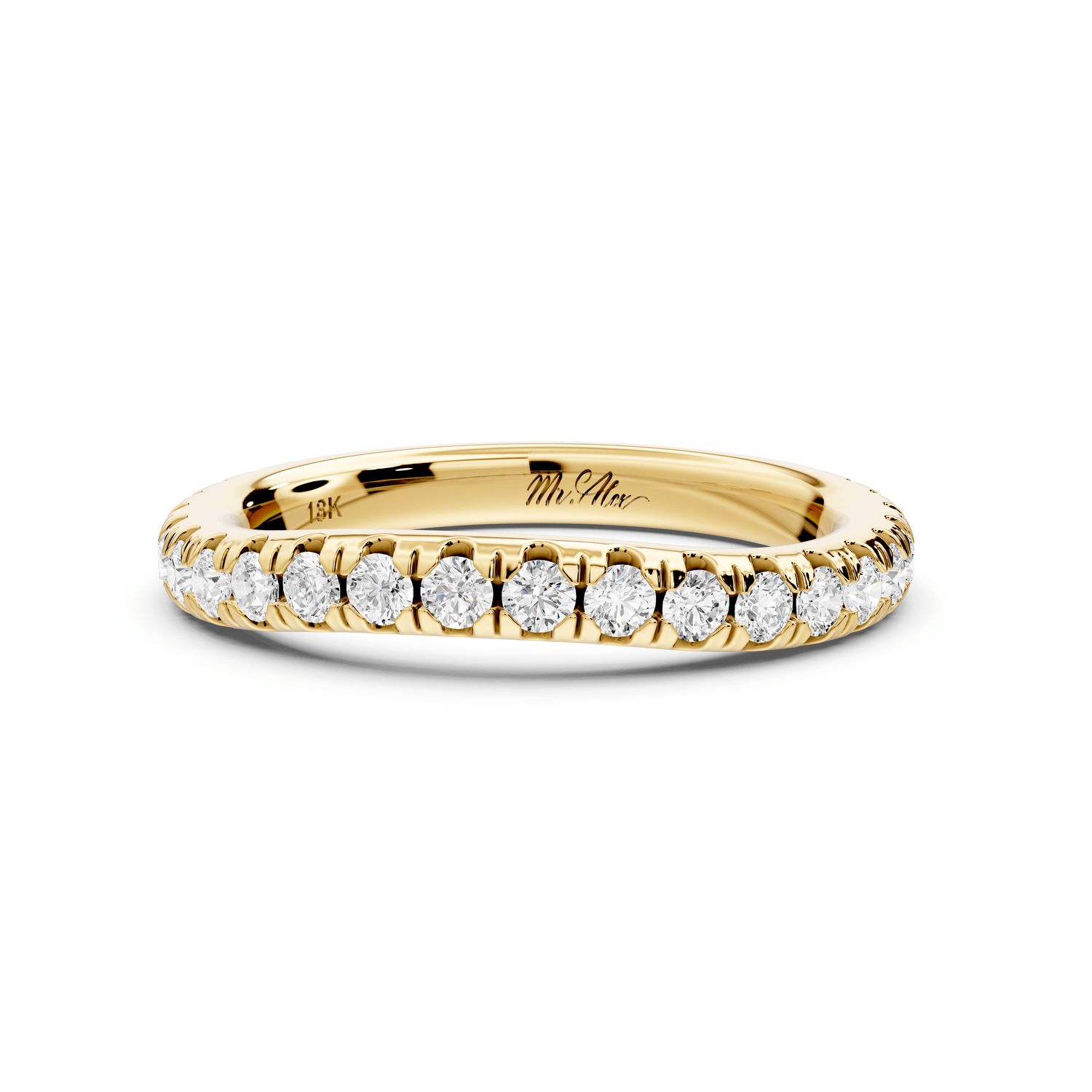 Rosalie - 14k yellow gold Diamond Half Eternity Wedding Band Ring - Mr. Alex Jewelry