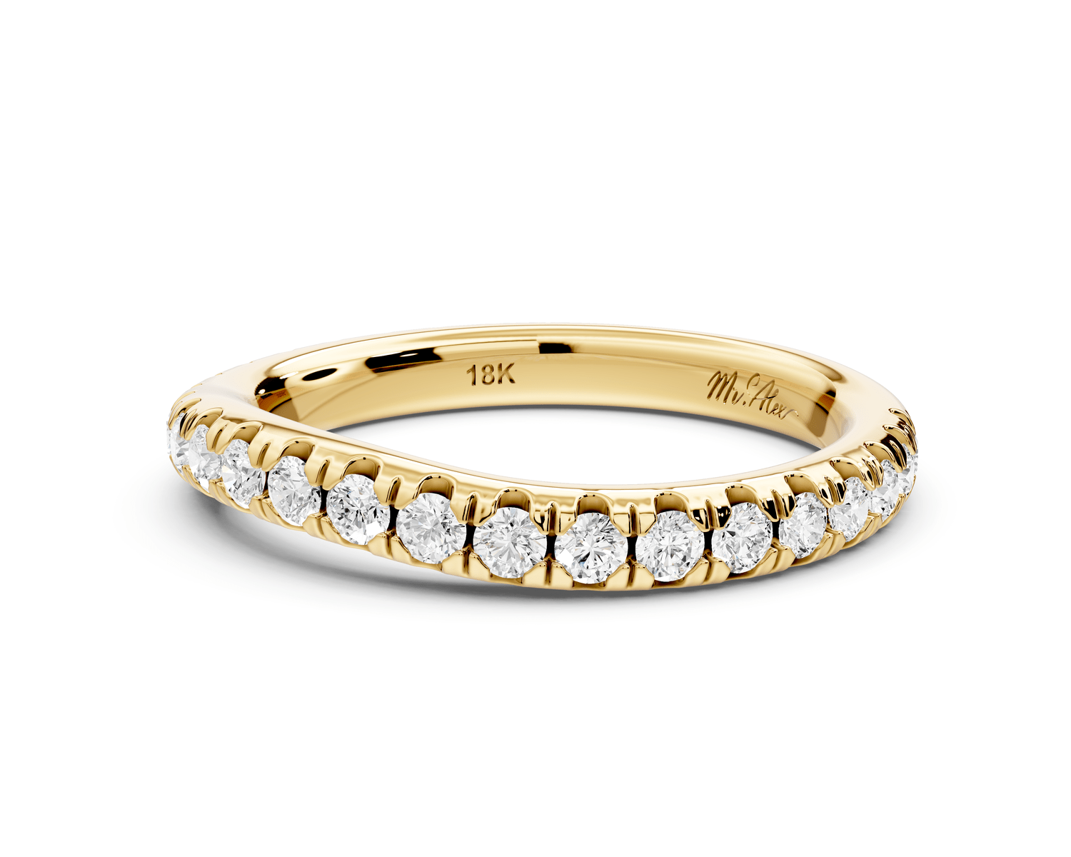 Rosalie - 14k yellow gold Diamond Half Eternity Wedding Band Ring - Mr. Alex Jewelry