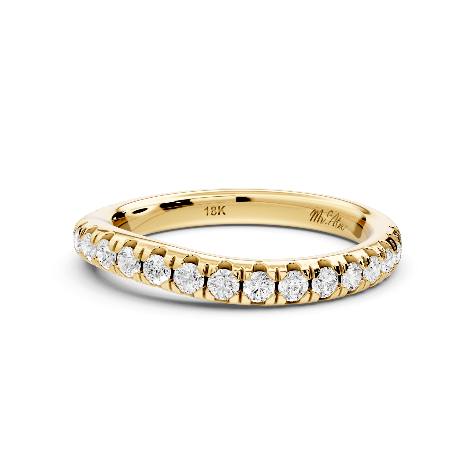Rosalie - 14k yellow gold Diamond Half Eternity Wedding Band Ring - Mr. Alex Jewelry