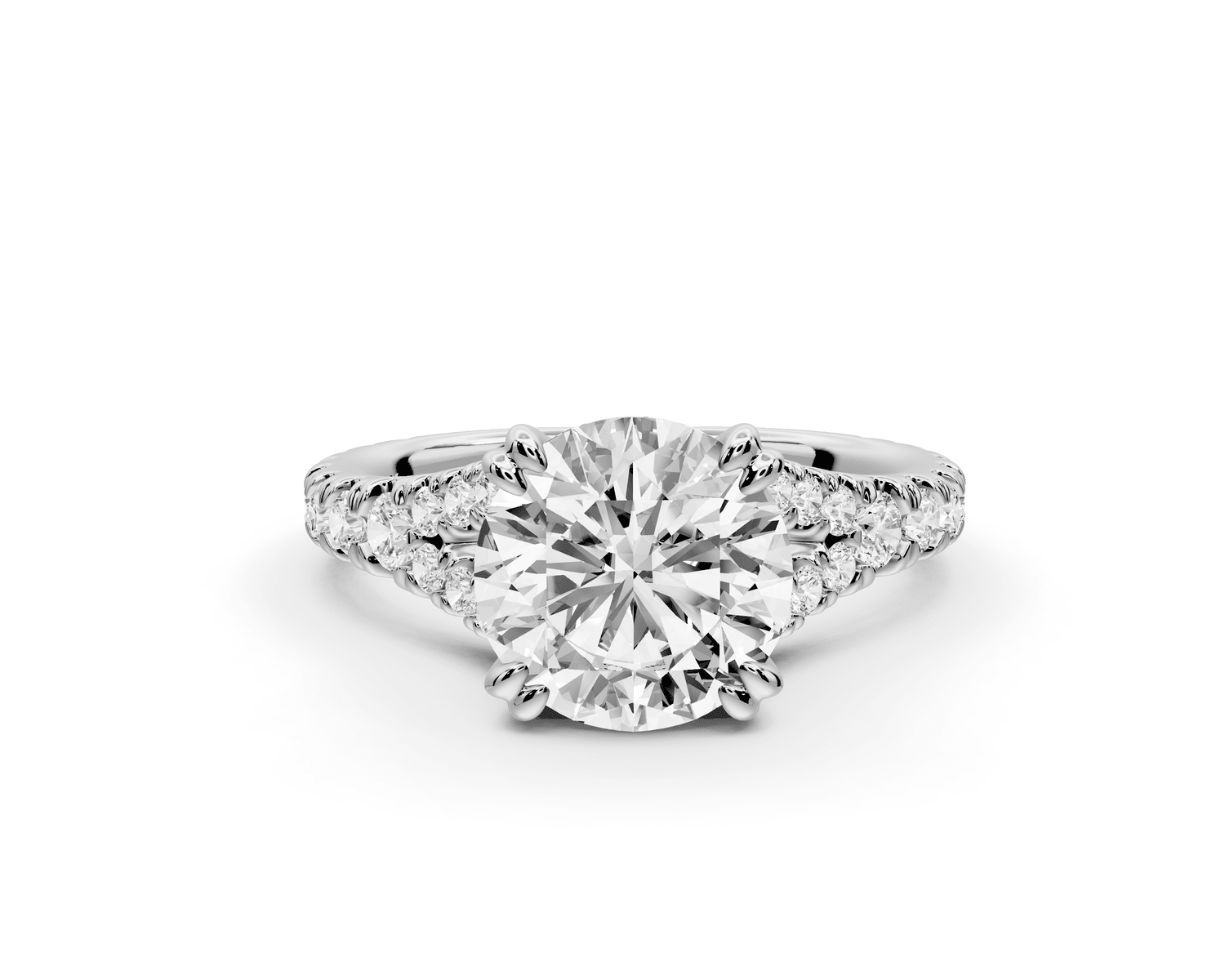 Rosalie - 2ct platinum round Pavé Cathedral Hidden Halo with Diamond Bridge split shank Engagement Ring - Mr. Alex Jewelry