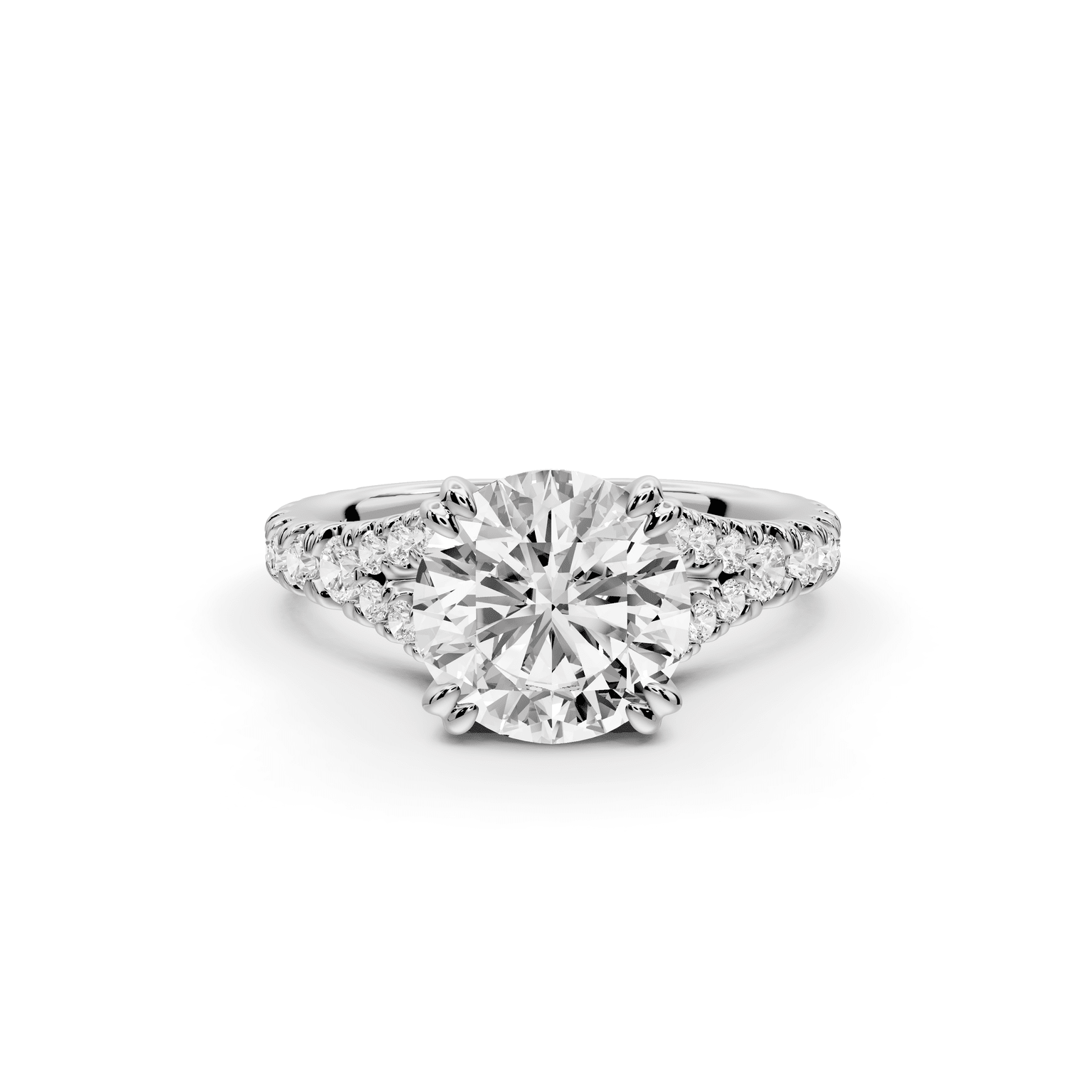 Rosalie - 2ct platinum round Pavé Cathedral Hidden Halo with Diamond Bridge split shank Engagement Ring - Mr. Alex Jewelry