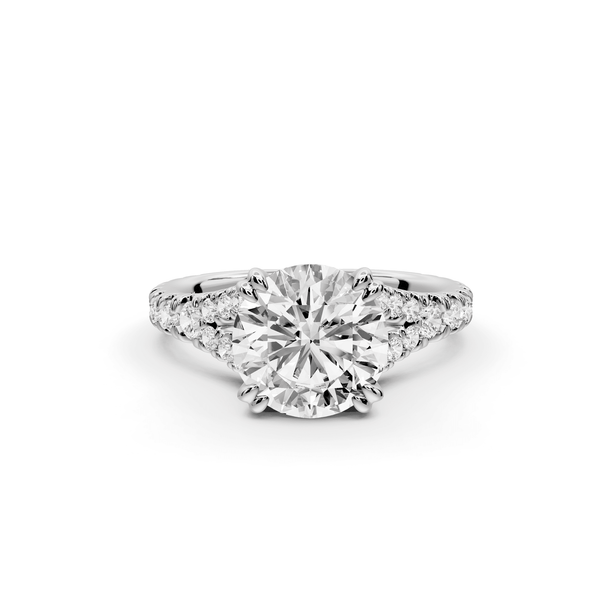 Rosalie - 2ct platinum round Pavé Cathedral Hidden Halo with Diamond Bridge split shank Engagement Ring - Mr. Alex Jewelry