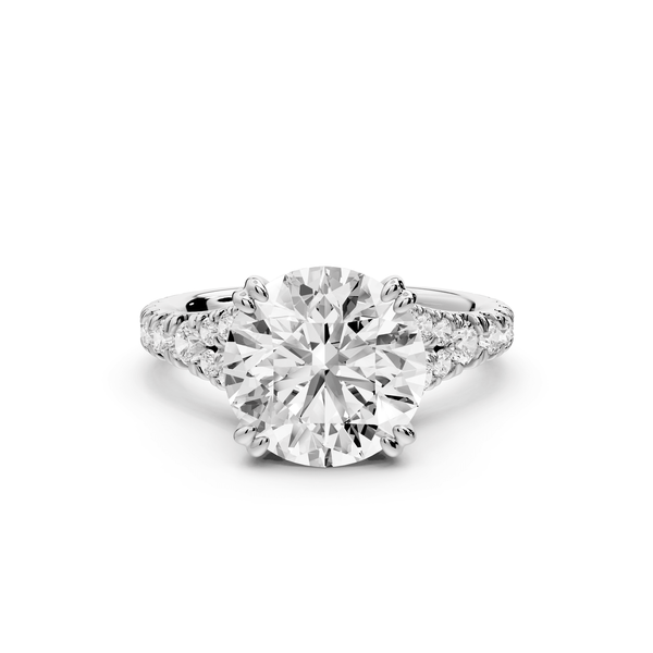 Rosalie - 3ct platinum round Pavé Cathedral Hidden Halo with Diamond Bridge split shank Engagement Ring - Mr. Alex Jewelry
