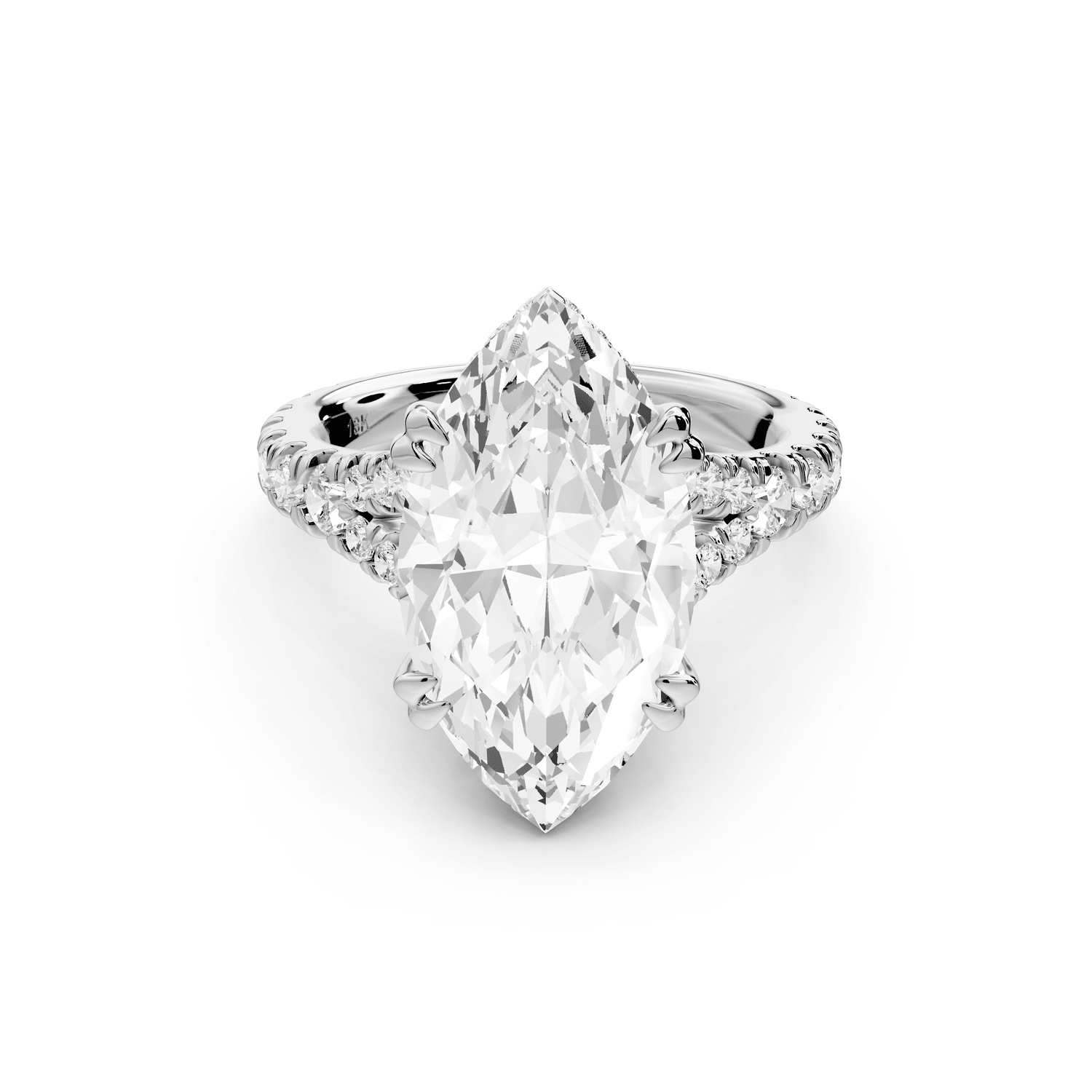 Rosalie - 5ct 14k white gold marquise Pavé Cathedral Hidden Halo with Diamond Bridge split shank Engagement Ring - Mr. Alex Jewelry