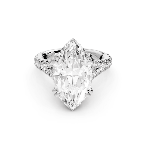 Rosalie - 5ct 14k white gold marquise Pavé Cathedral Hidden Halo with Diamond Bridge split shank Engagement Ring - Mr. Alex Jewelry