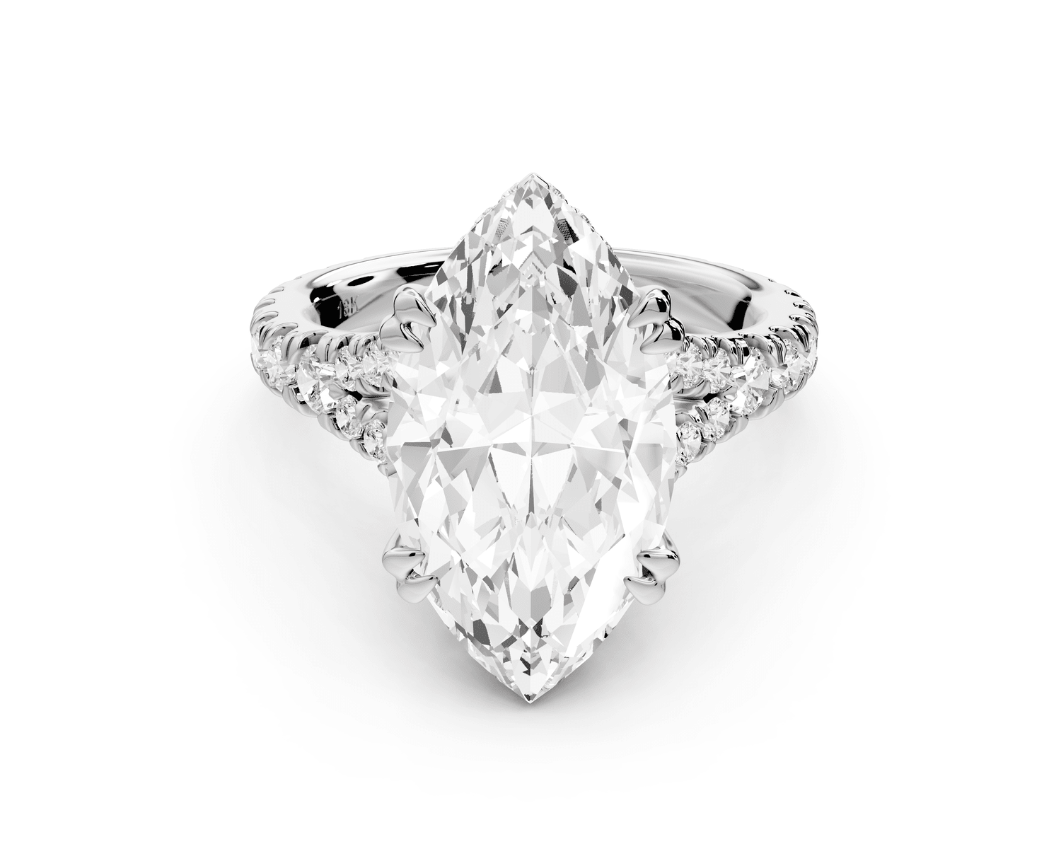 Rosalie - 5ct platinum marquise Pavé Cathedral Hidden Halo with Diamond Bridge split shank Engagement Ring - Mr. Alex Jewelry