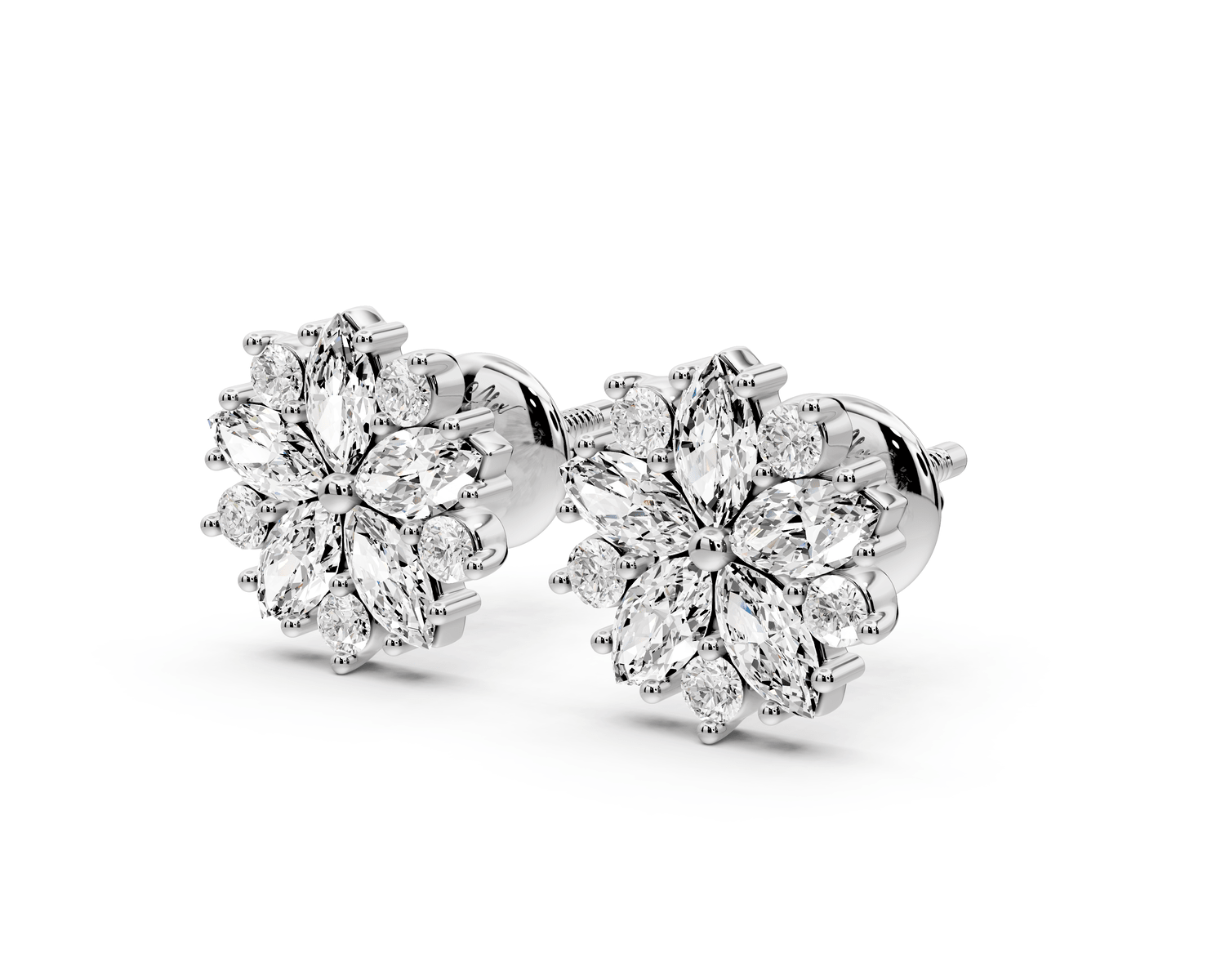 Rose Earrings White Gold - Mr. Alex Jewelry