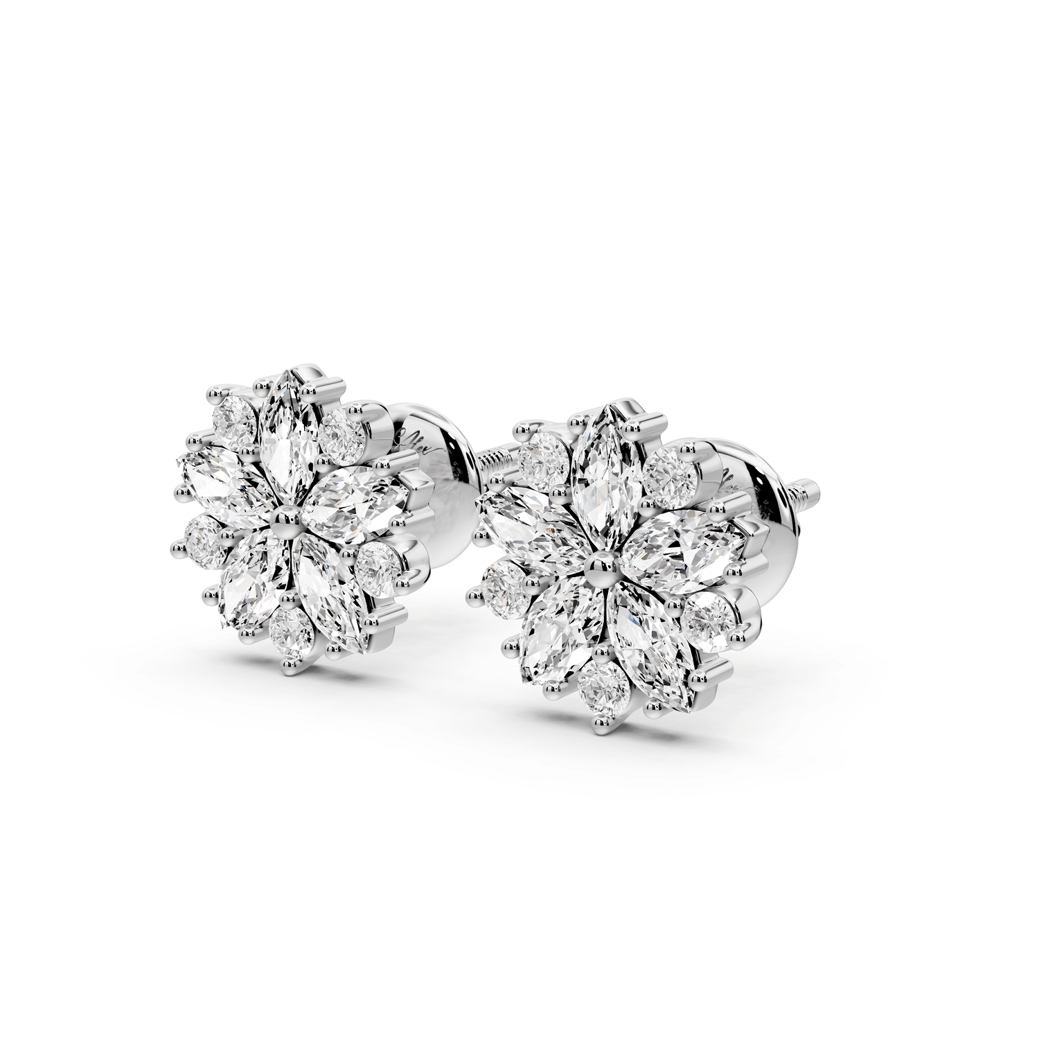 Rose Earrings White Gold - Mr. Alex Jewelry
