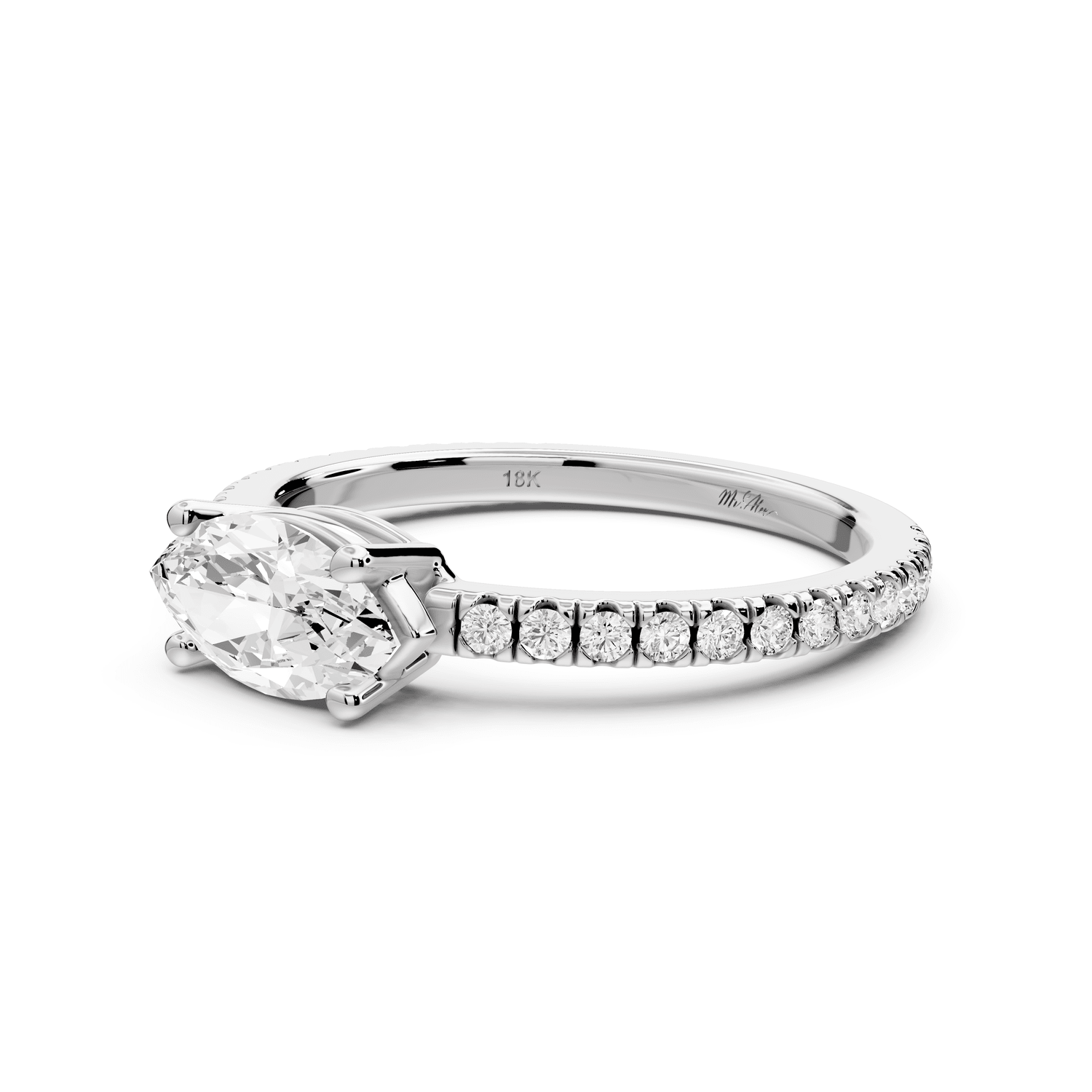 Rosina - 0.82ct 14k white gold Marquise Diamond Pavé Ring - Mr. Alex Jewelry