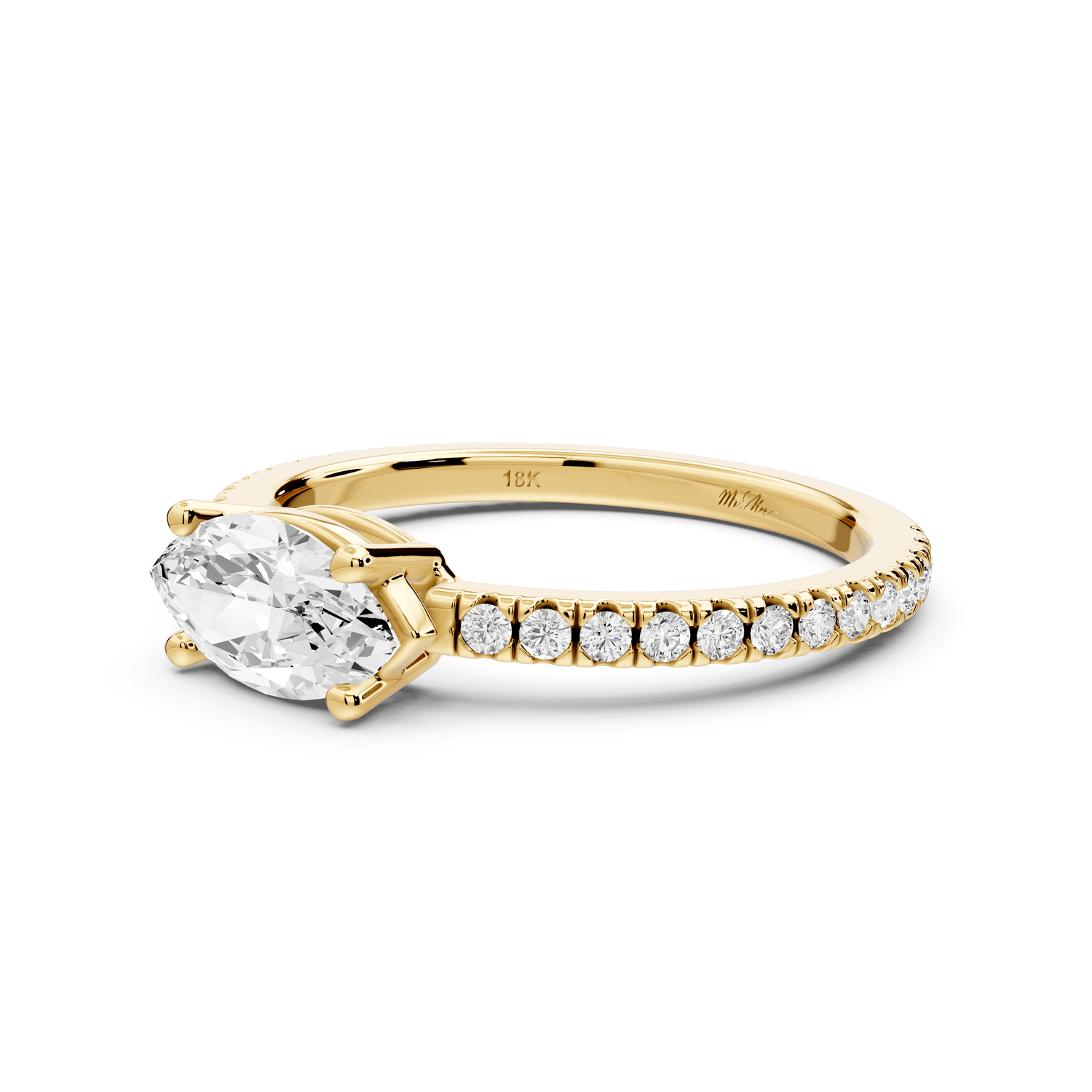 Rosina - 0.82ct 14k yellow gold Marquise Diamond Pavé Ring - Mr. Alex Jewelry