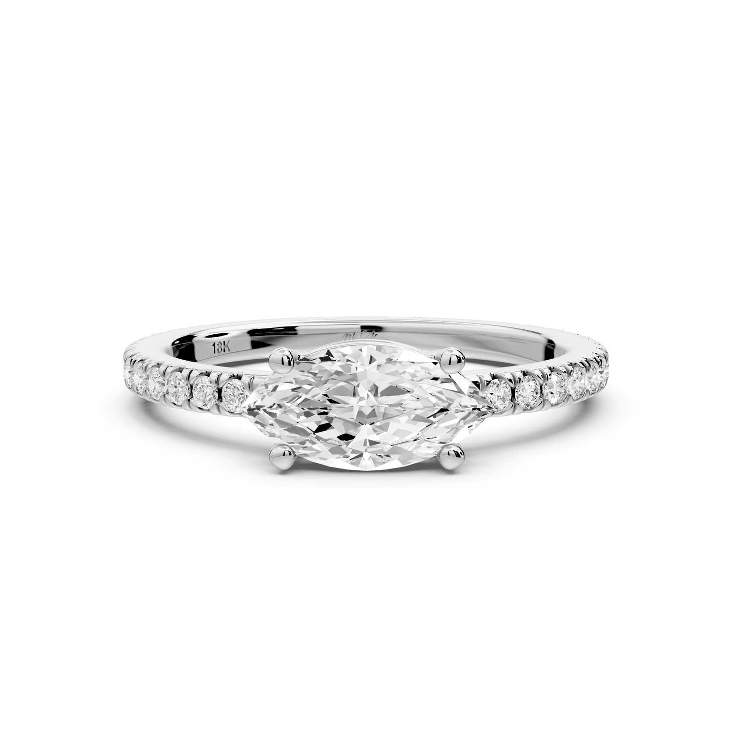 Rosina - 0.82ct 18k white gold Marquise Diamond Pavé Ring - Mr. Alex Jewelry