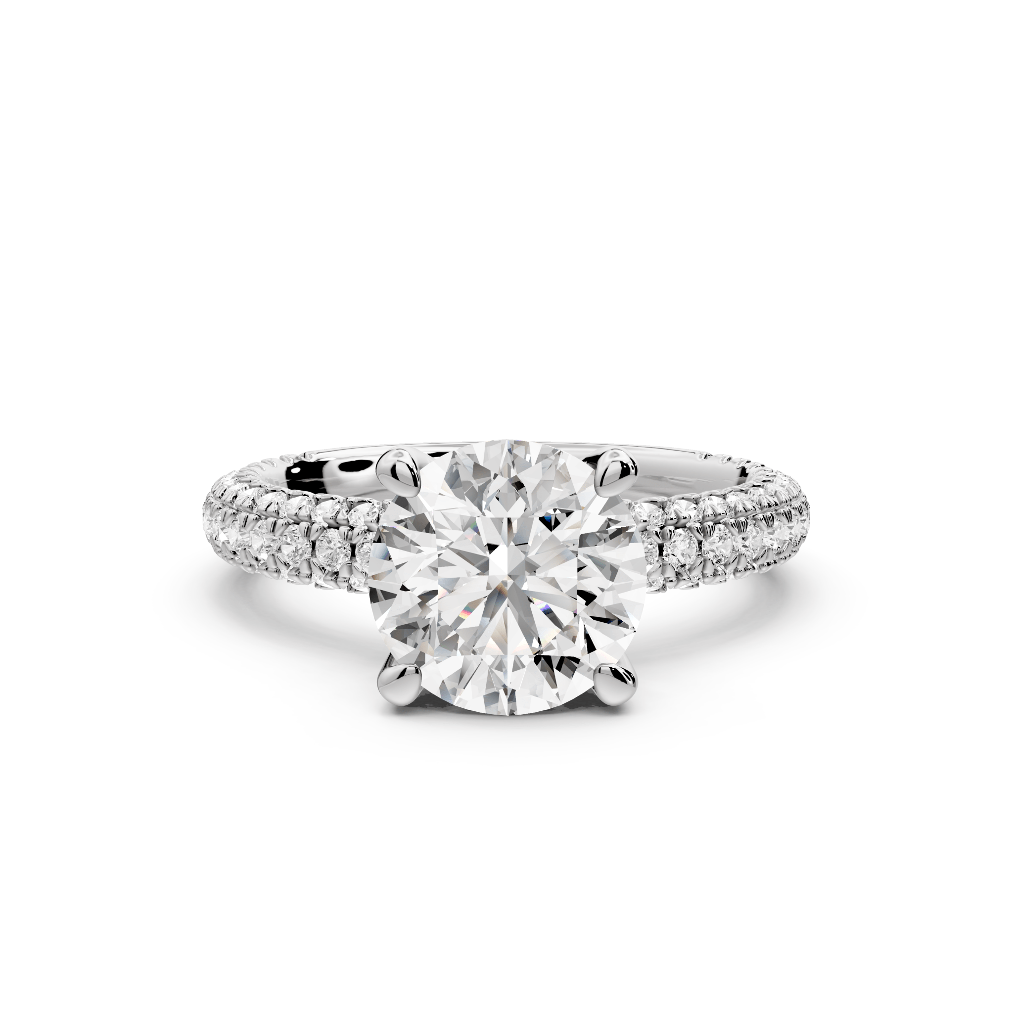 Round Cut Diamond Engagement Ring with Pave Accents (AJ126R) - Mr. Alex Jewelry