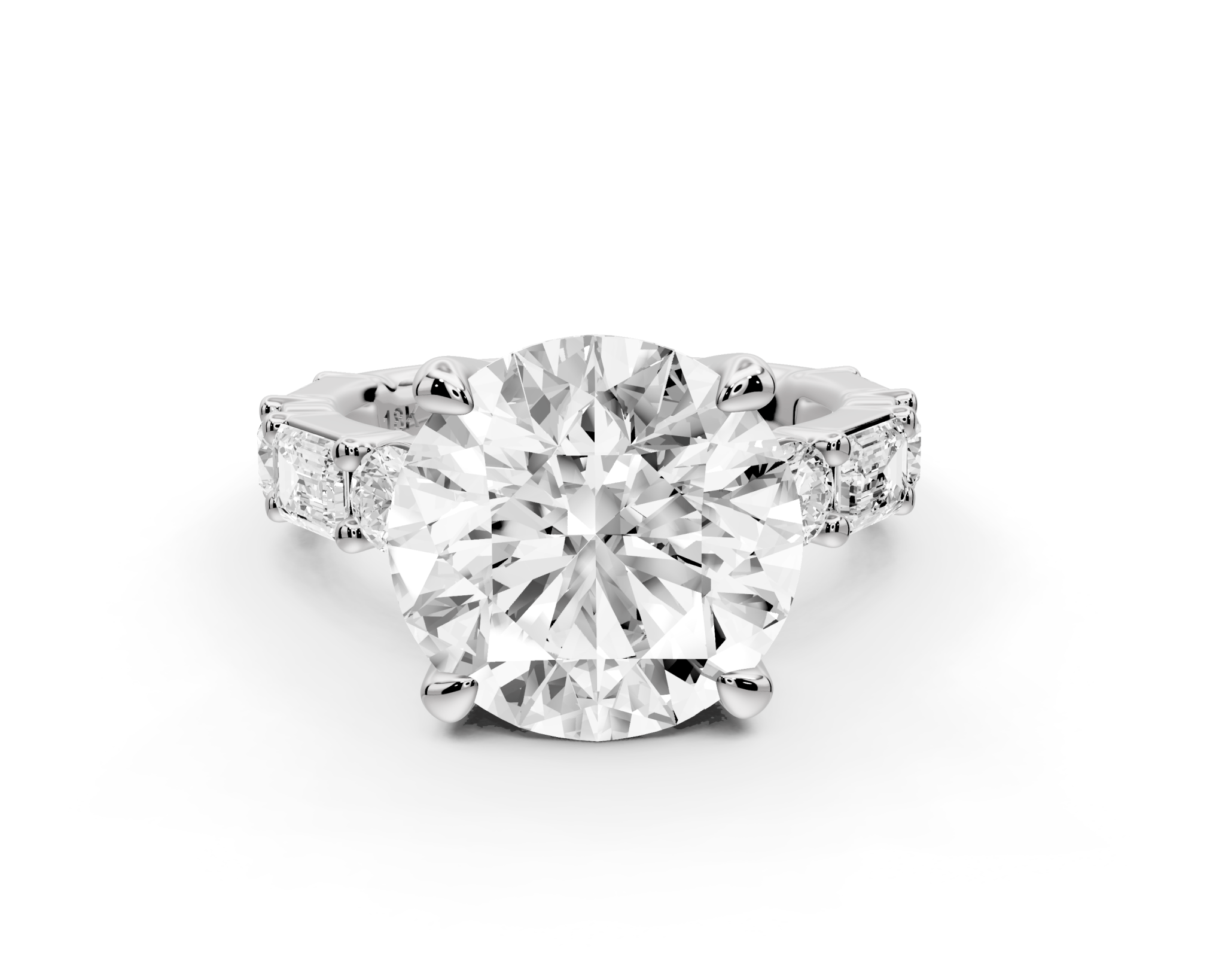 Round Cut Diamond Engagement Ring with Side Stones (AJ102R) - Mr. Alex Jewelry