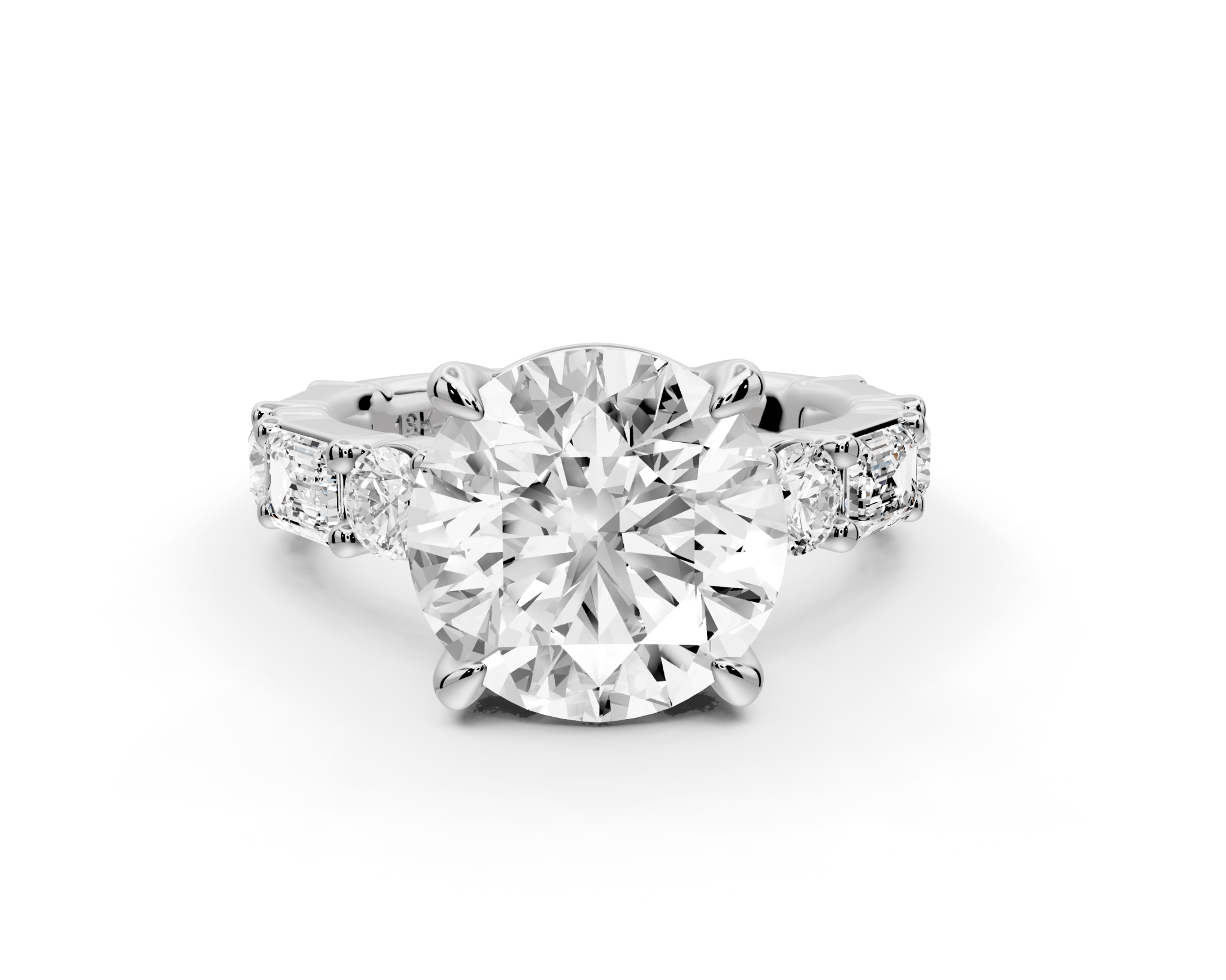 Round Cut Diamond Engagement Ring with Side Stones (AJ102R) - Mr. Alex Jewelry