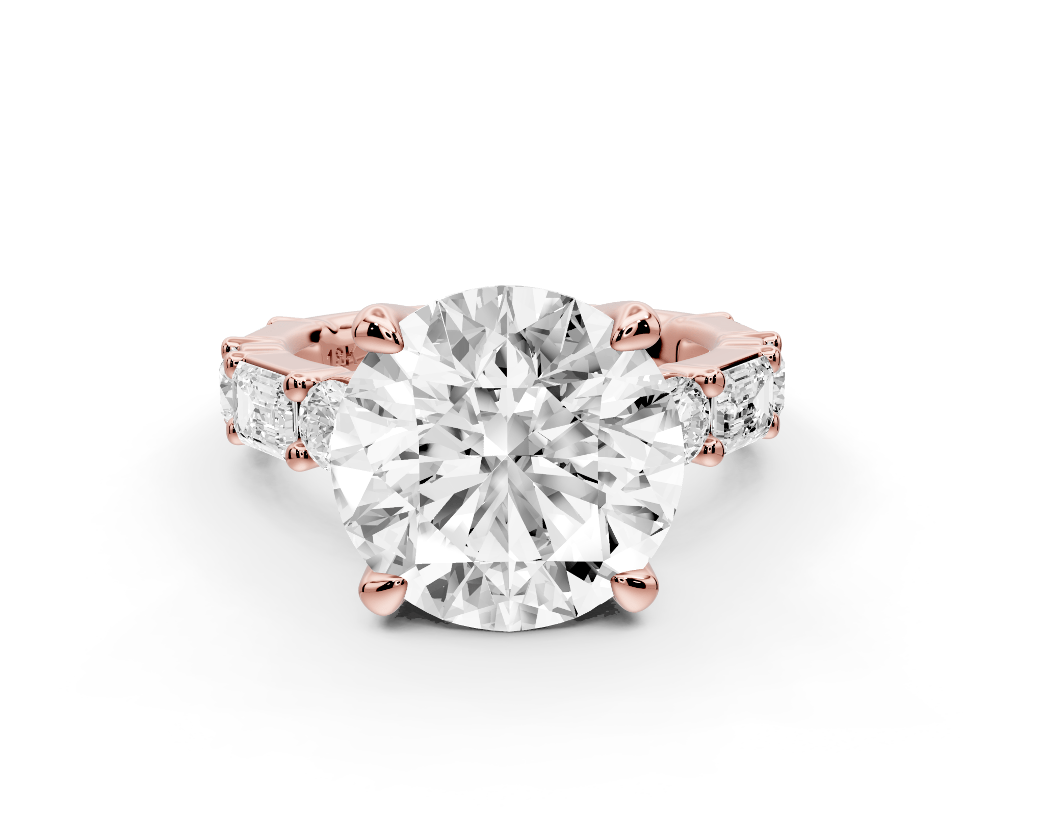 Round Cut Diamond Engagement Ring with Side Stones (AJ102R) - Mr. Alex Jewelry