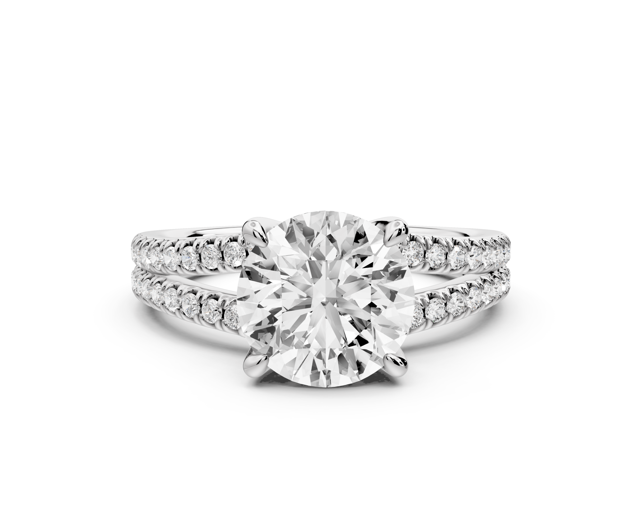 Round Cut Diamond Engagement Ring with Side Stones ( AJ103R) - Mr. Alex Jewelry