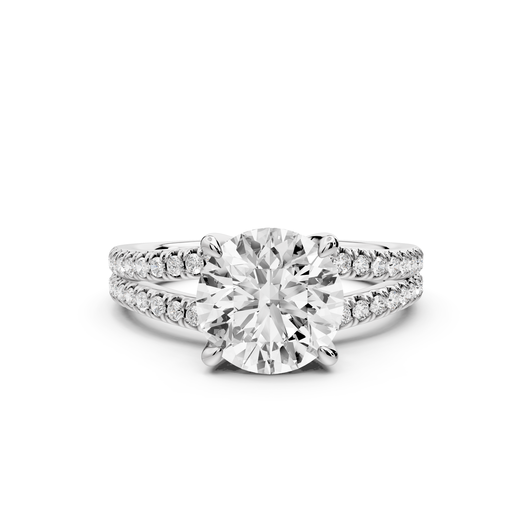 Round Cut Diamond Engagement Ring with Side Stones ( AJ103R) - Mr. Alex Jewelry