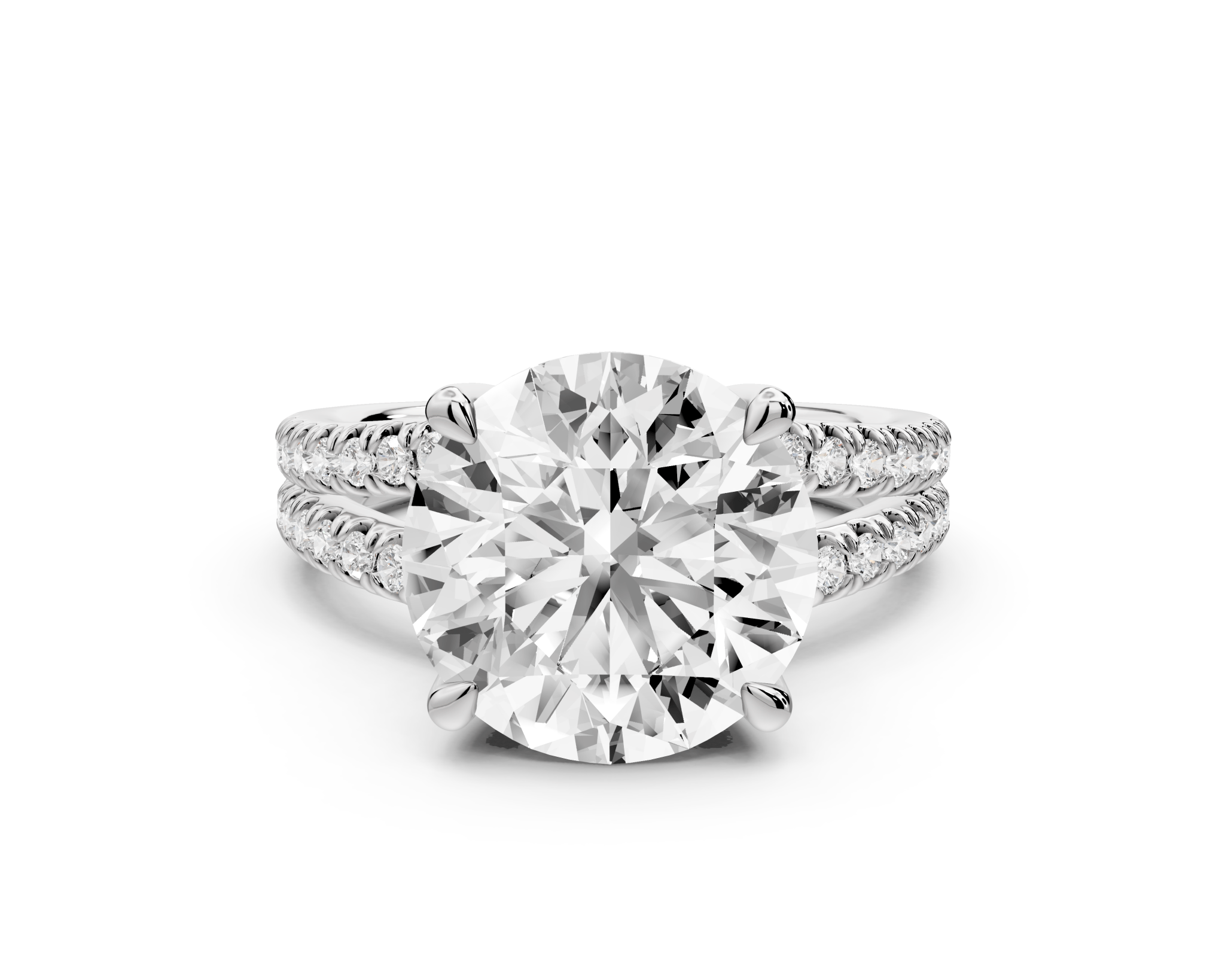 Round Cut Diamond Engagement Ring with Side Stones ( AJ103R) - Mr. Alex Jewelry