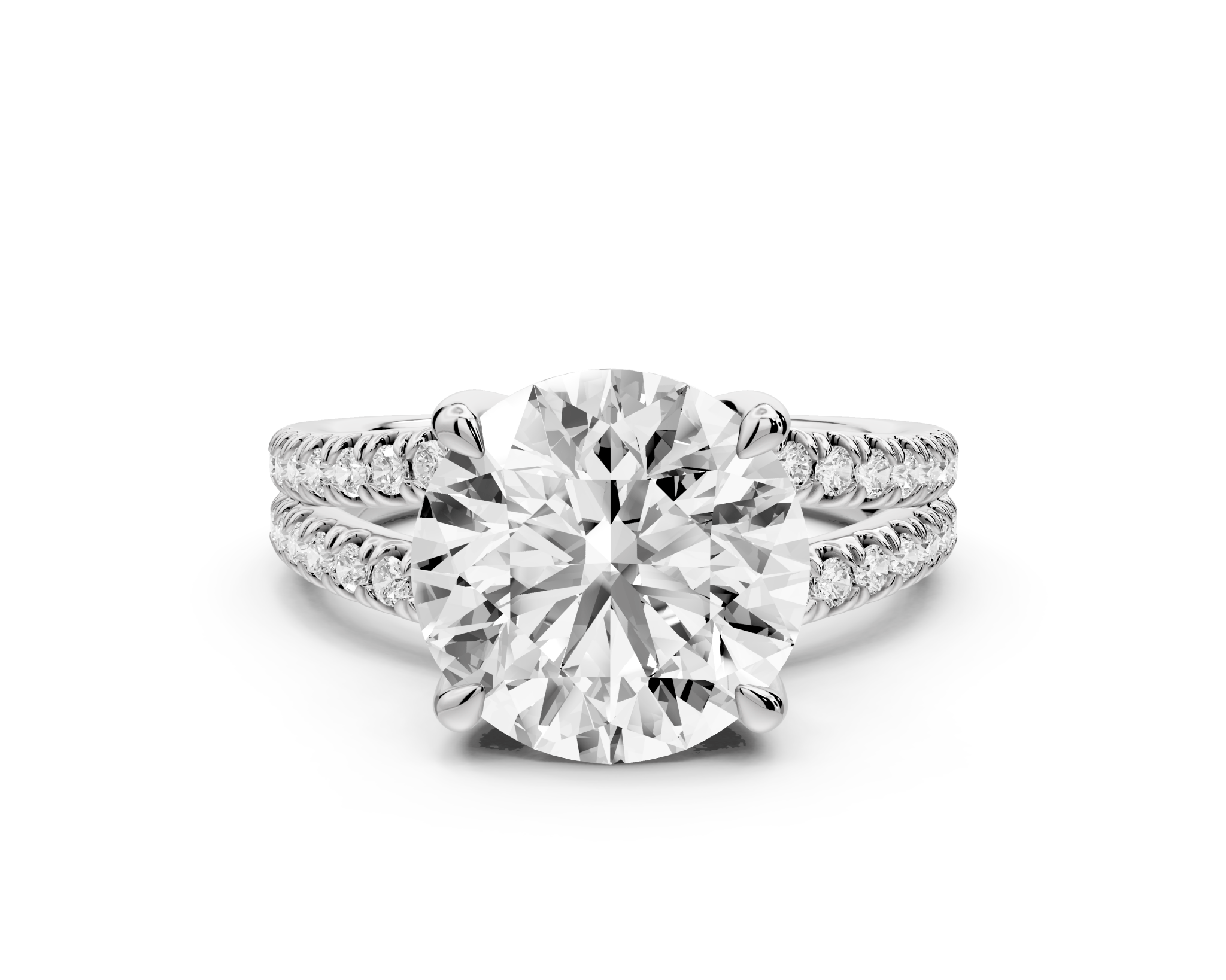 Round Cut Diamond Engagement Ring with Side Stones ( AJ103R) - Mr. Alex Jewelry