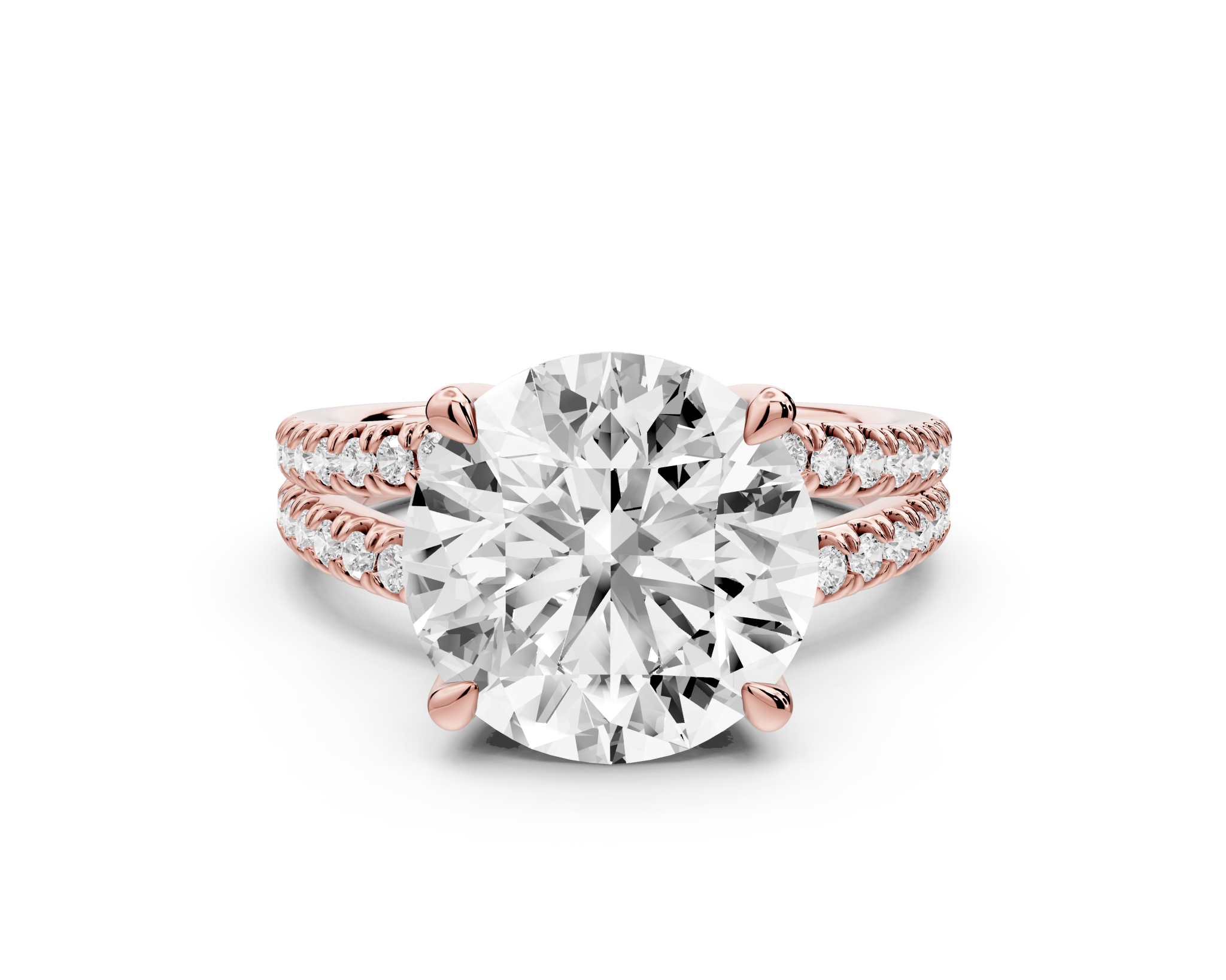 Round Cut Diamond Engagement Ring with Side Stones ( AJ103R) - Mr. Alex Jewelry