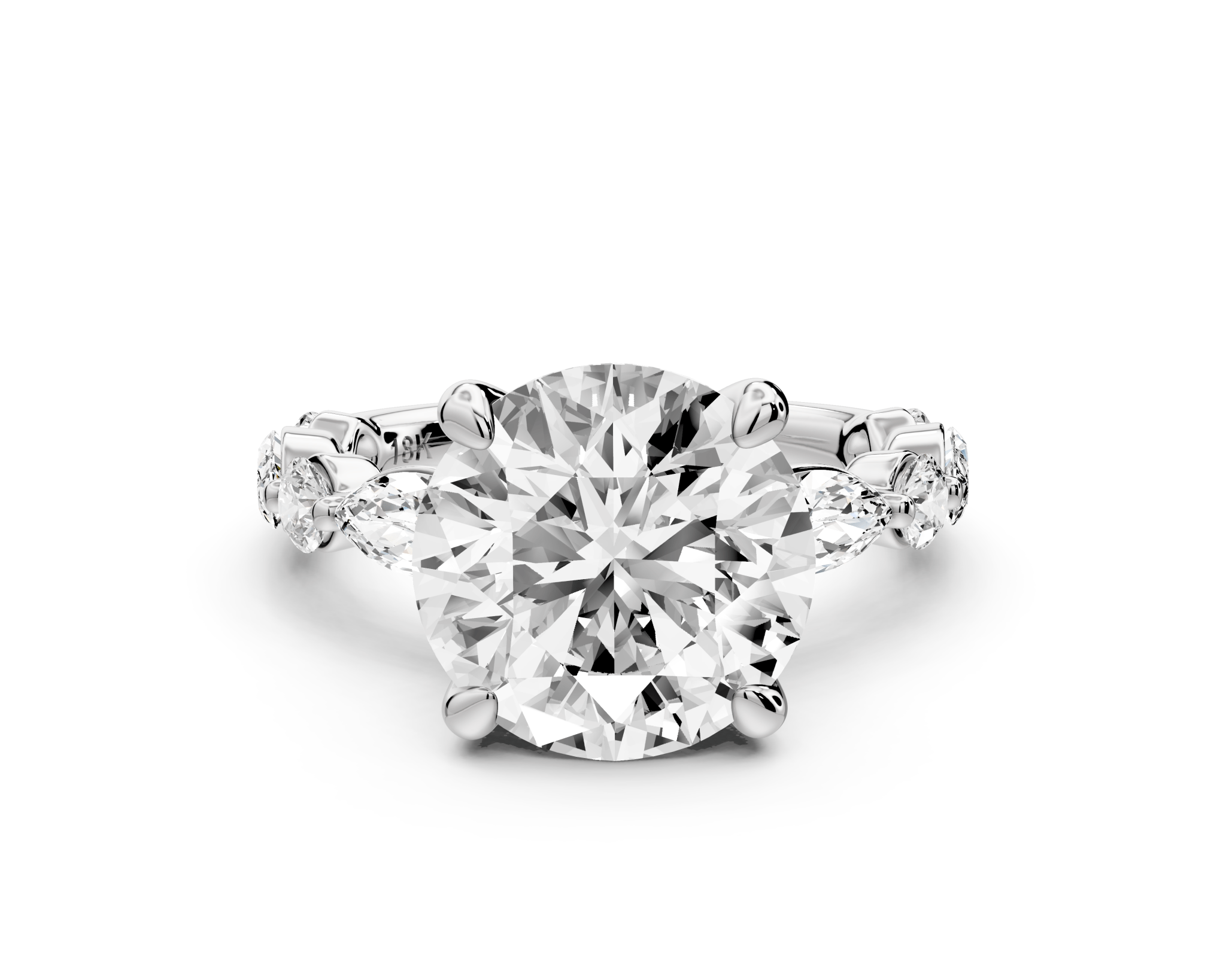 Round Cut Diamond Engagement Ring with Side Stones ( AJ107R) - Mr. Alex Jewelry